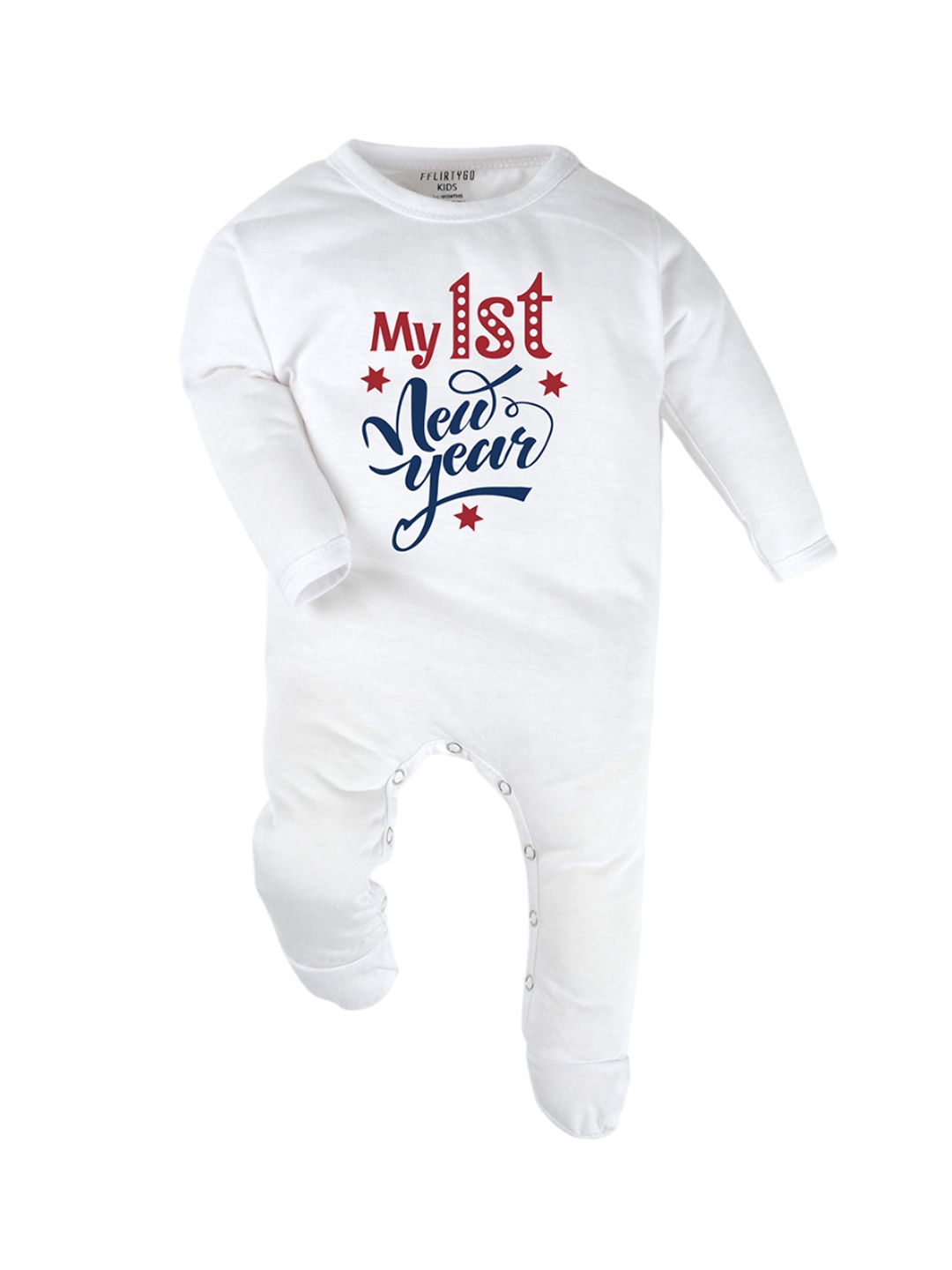 

FFLIRTYGO Infants Printed Pure Cotton Sleepsuit, White