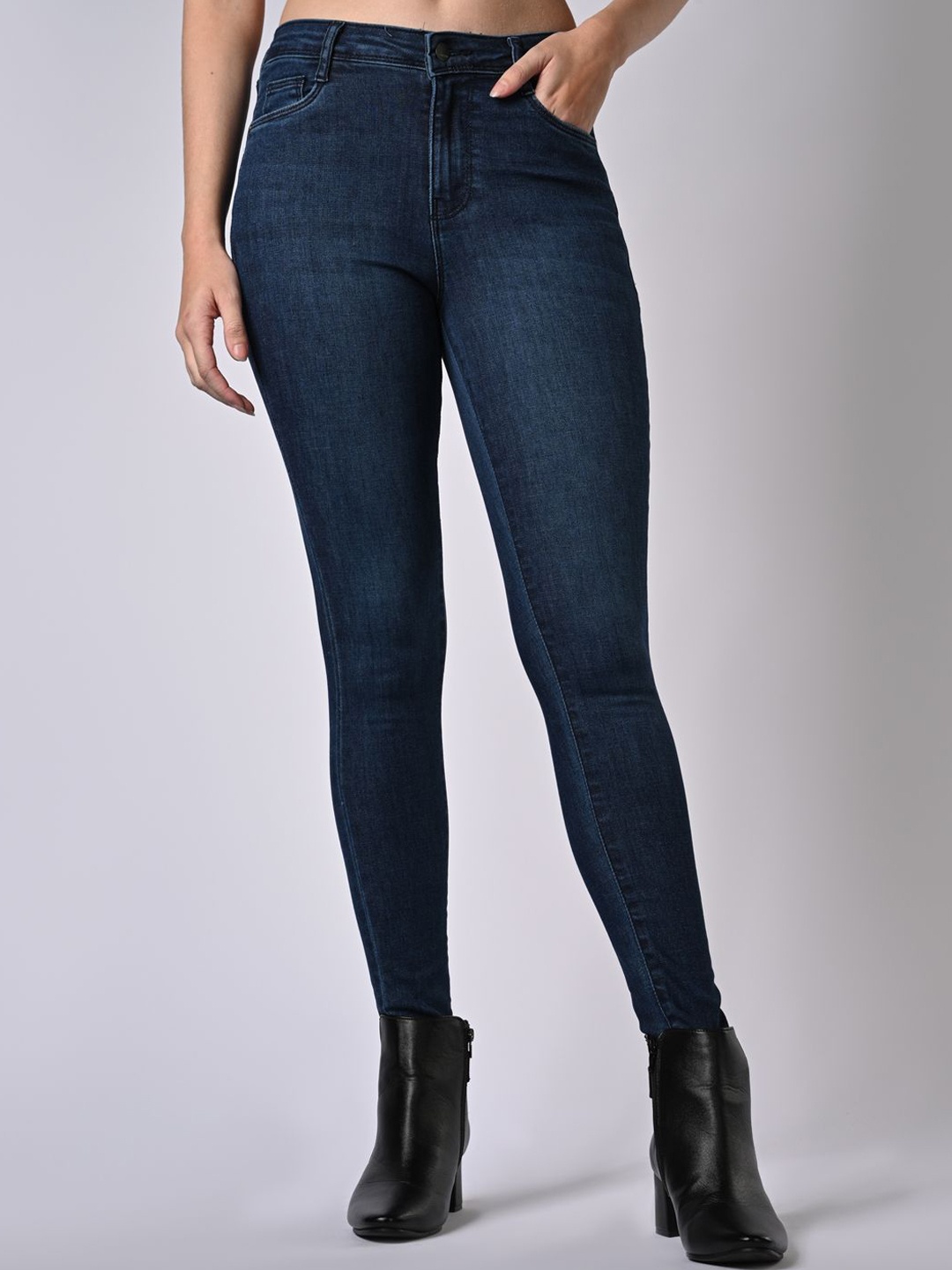 

Kraus Jeans Women Cotton Skinny Fit High-Rise Light Fade Jeans, Blue