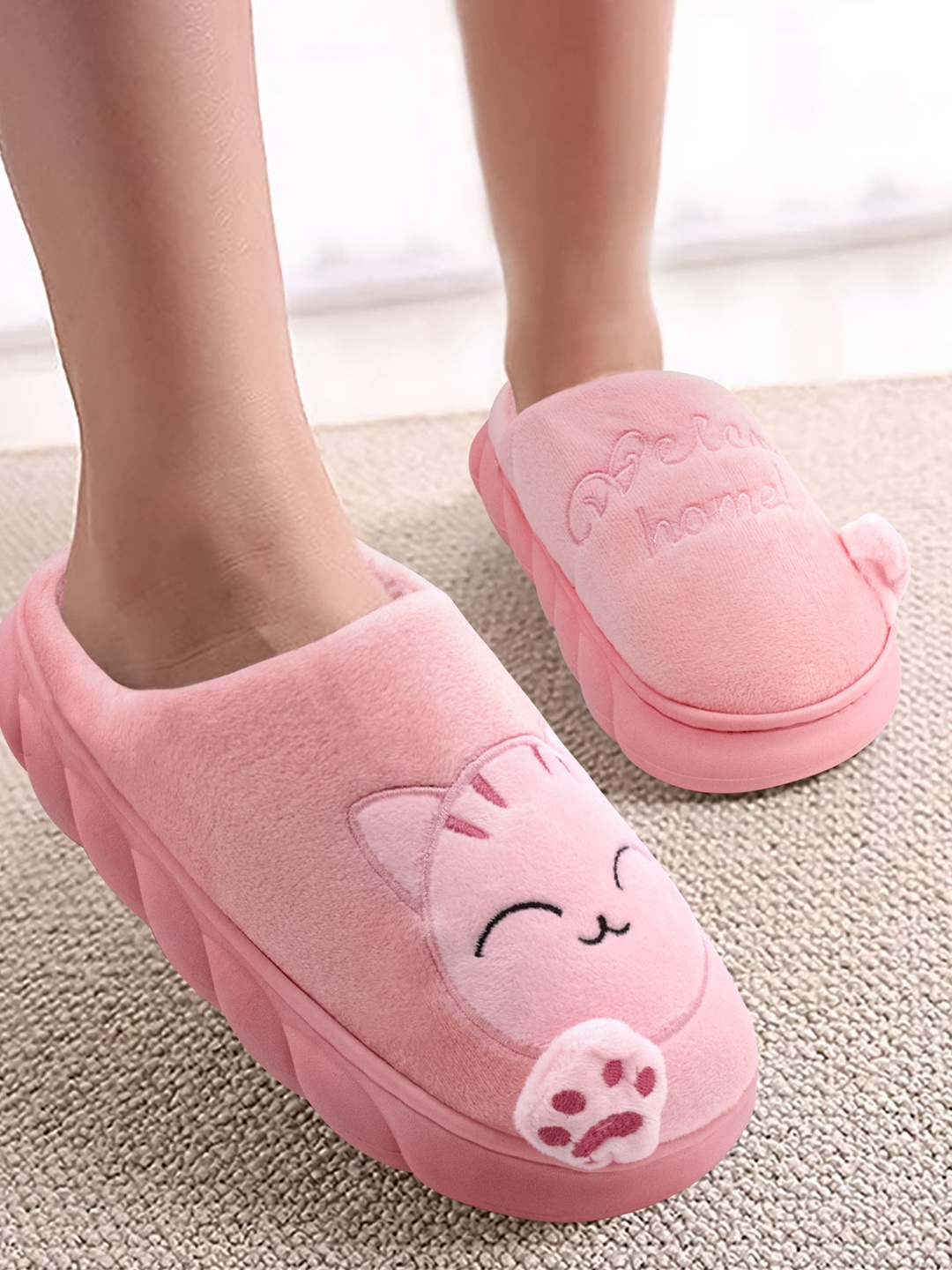 

JENNA Women Self Design Room Slippers, Pink