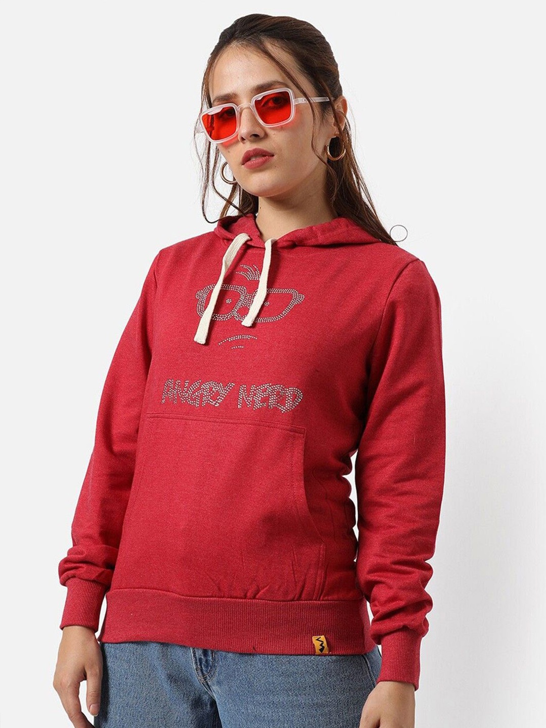

Campus Sutra Women Hooded Sweatshirt, Red