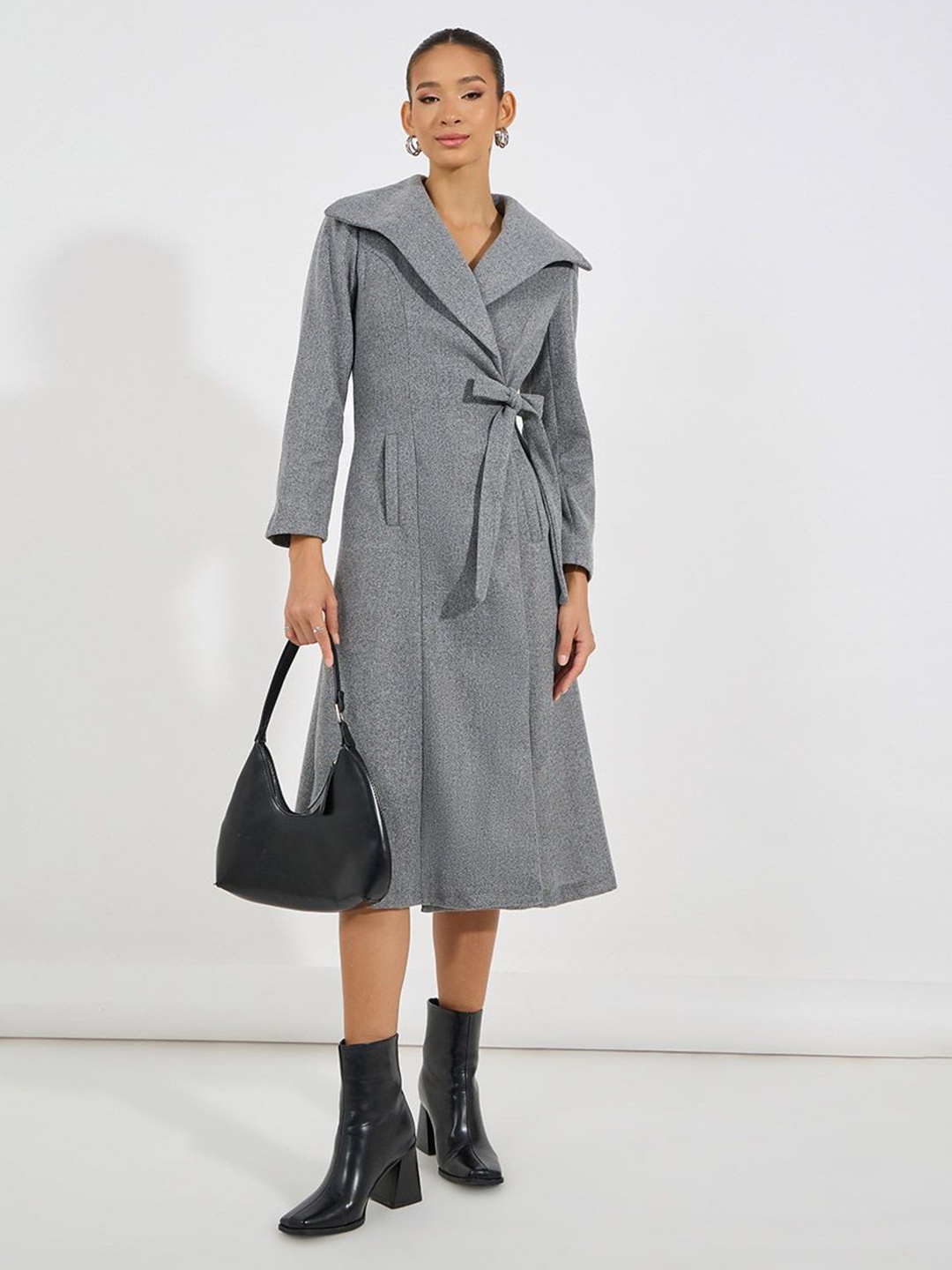 

Styli Women V-Neck Midi Blazer Dresses, Grey