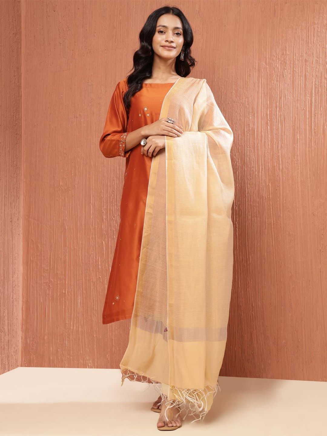

Fabindia Woven Design Dupatta, Beige