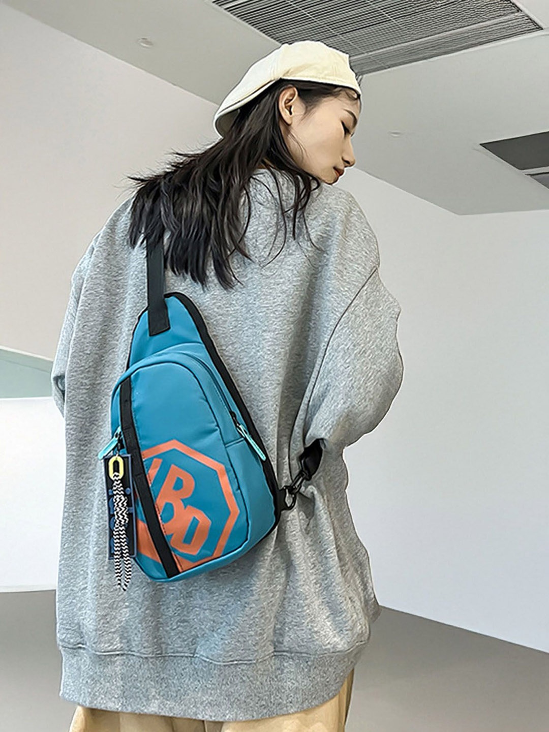 

StyleCast Blue & Black Typography Printed Crossbody Bag