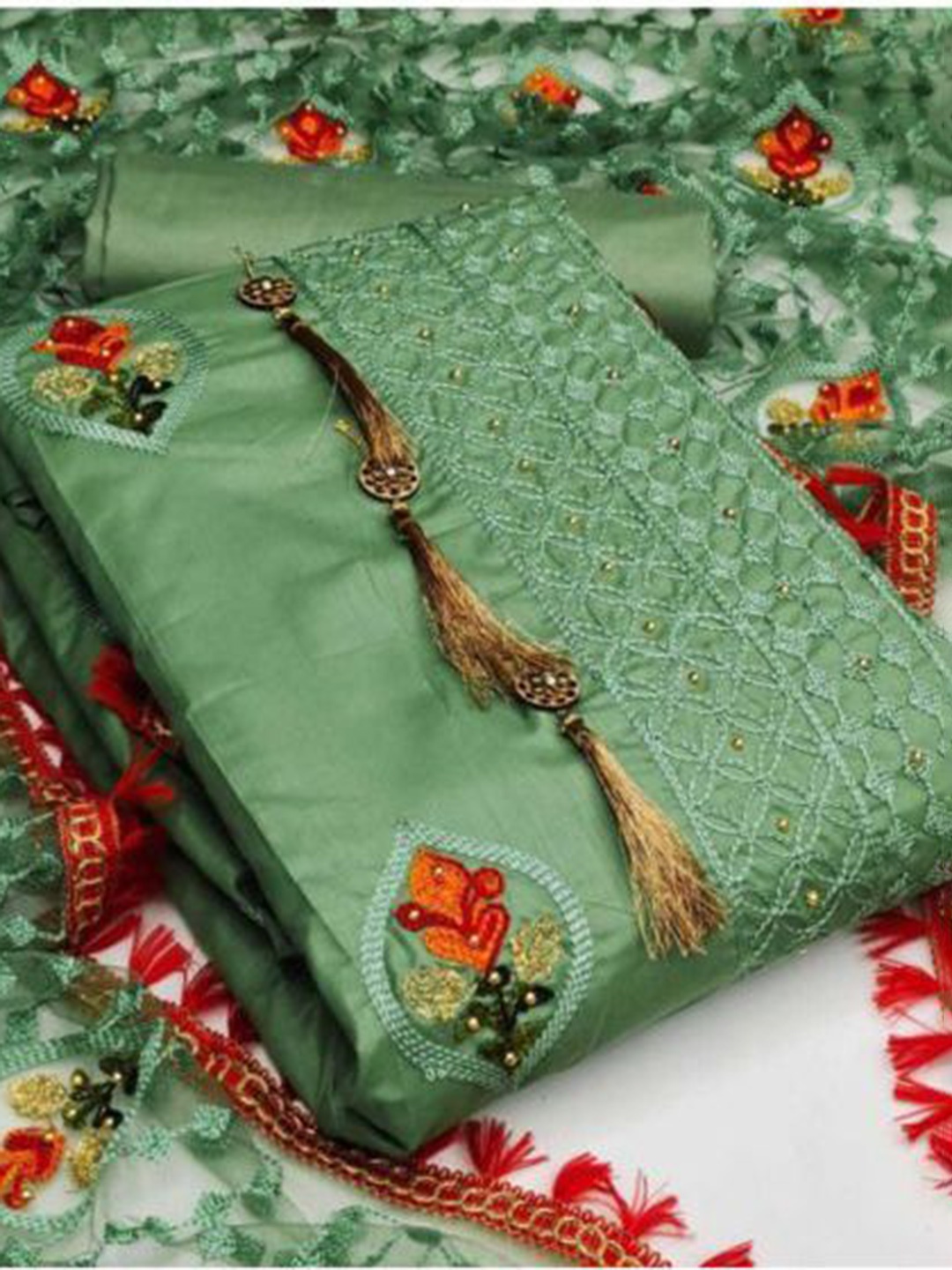 

Suha Unstitched Dress Material, Green