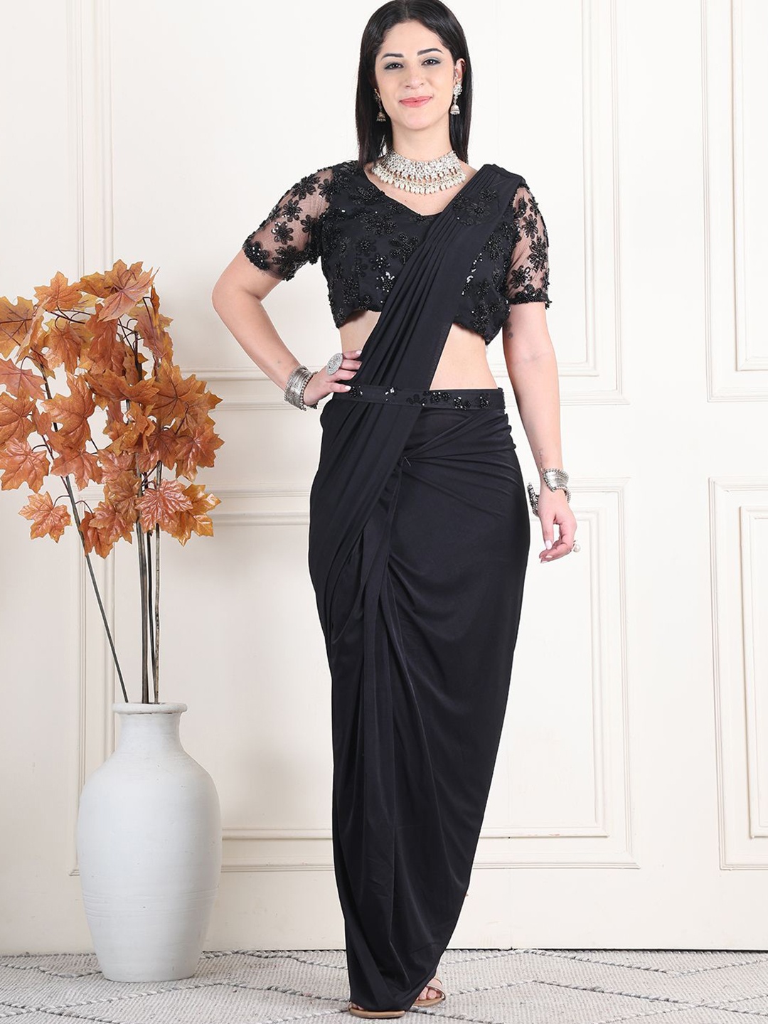 

Grancy Ready to Wear Saree, Black