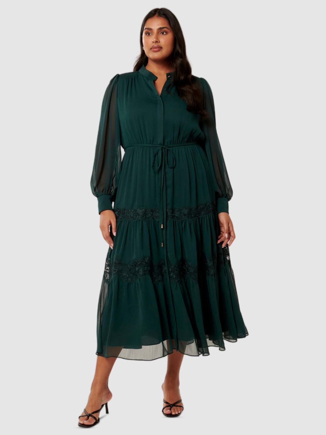 

Forever New Tie-Ups Detail Fit & Flare Midi Dress, Green