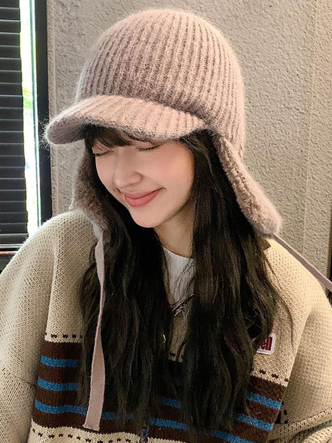 

StyleCast x Revolte Women Self Design Beanie Cap, Camel brown