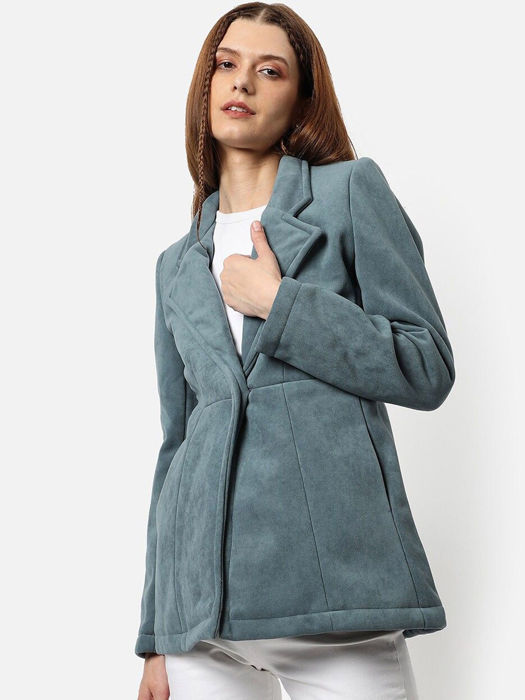 

Campus Sutra Structured Single-Breasted Blazers, Blue