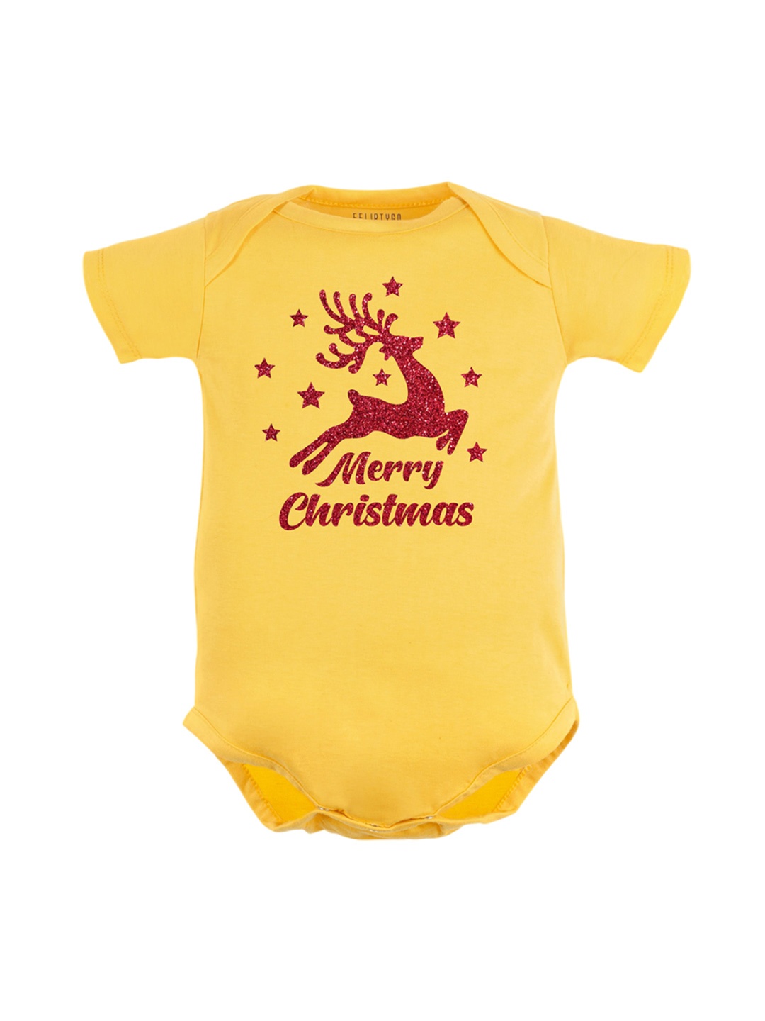 

FFLIRTYGO Infants Printed Pure Cotton Bodysuit, Yellow