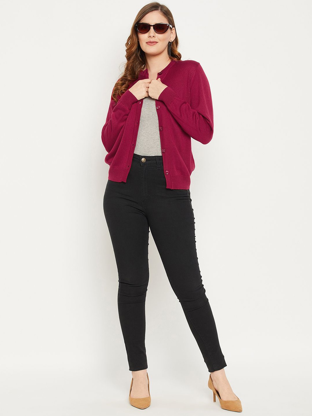 

Zigo Women Woollen Cardigan, Burgundy