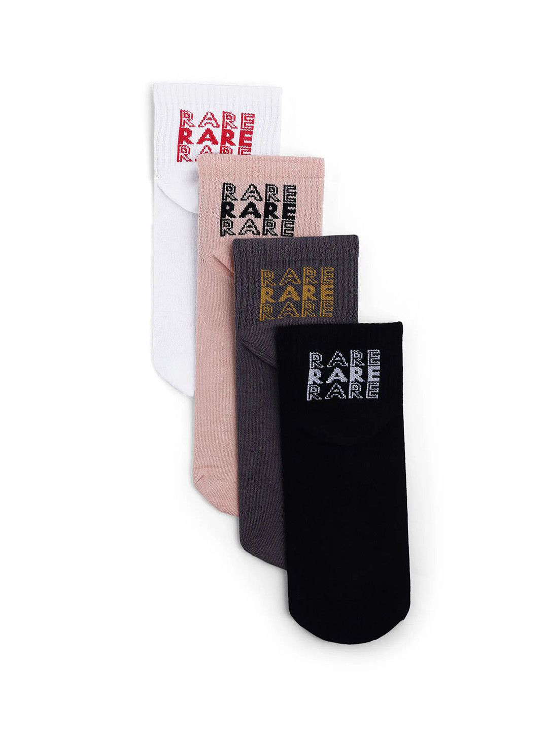 

RARE RABBIT Men Pack Of 4 Printed Cotton Assorted Ankle-Length Socks