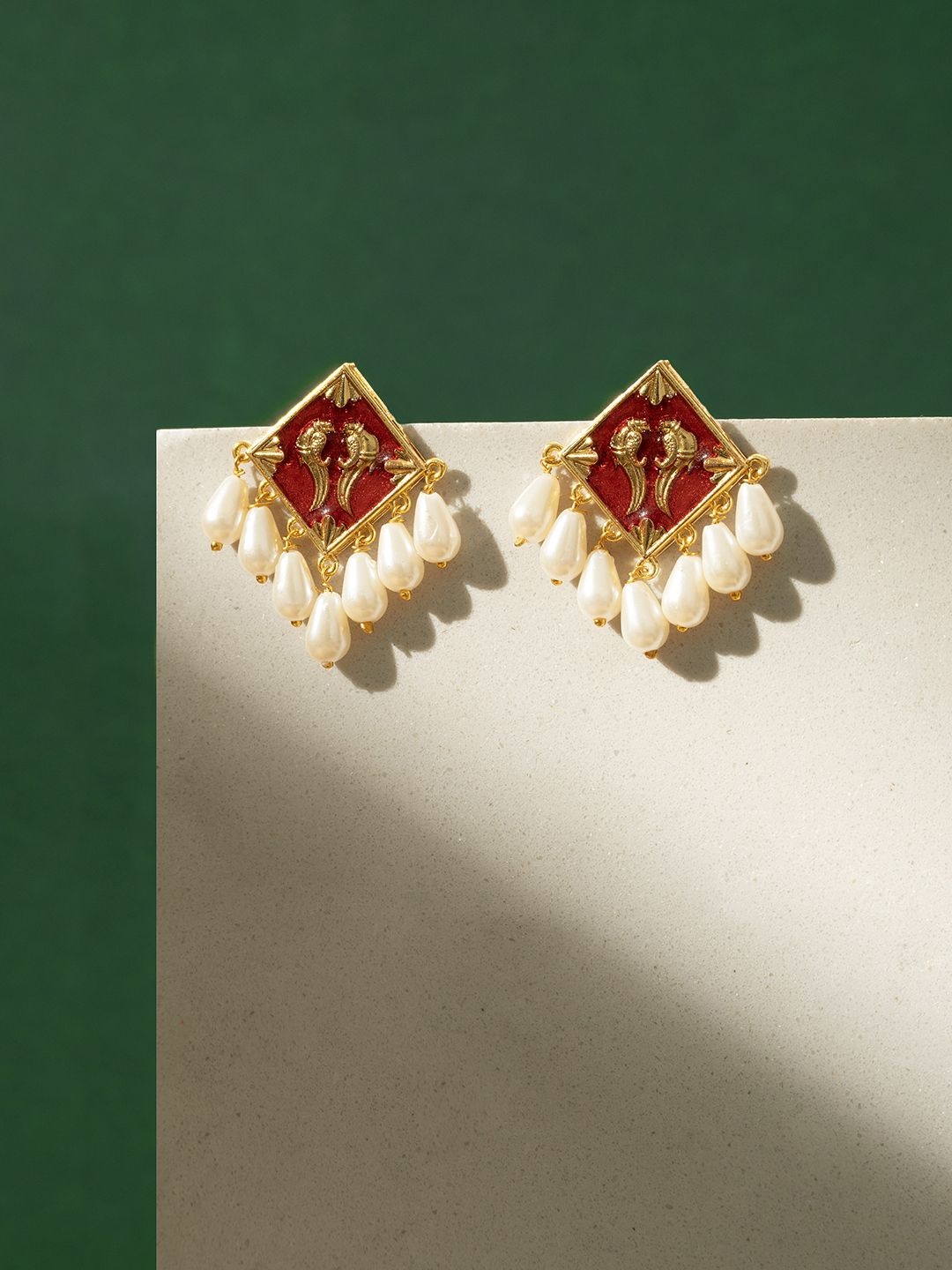 

TEEJH Contemporary Drop Earrings, Maroon