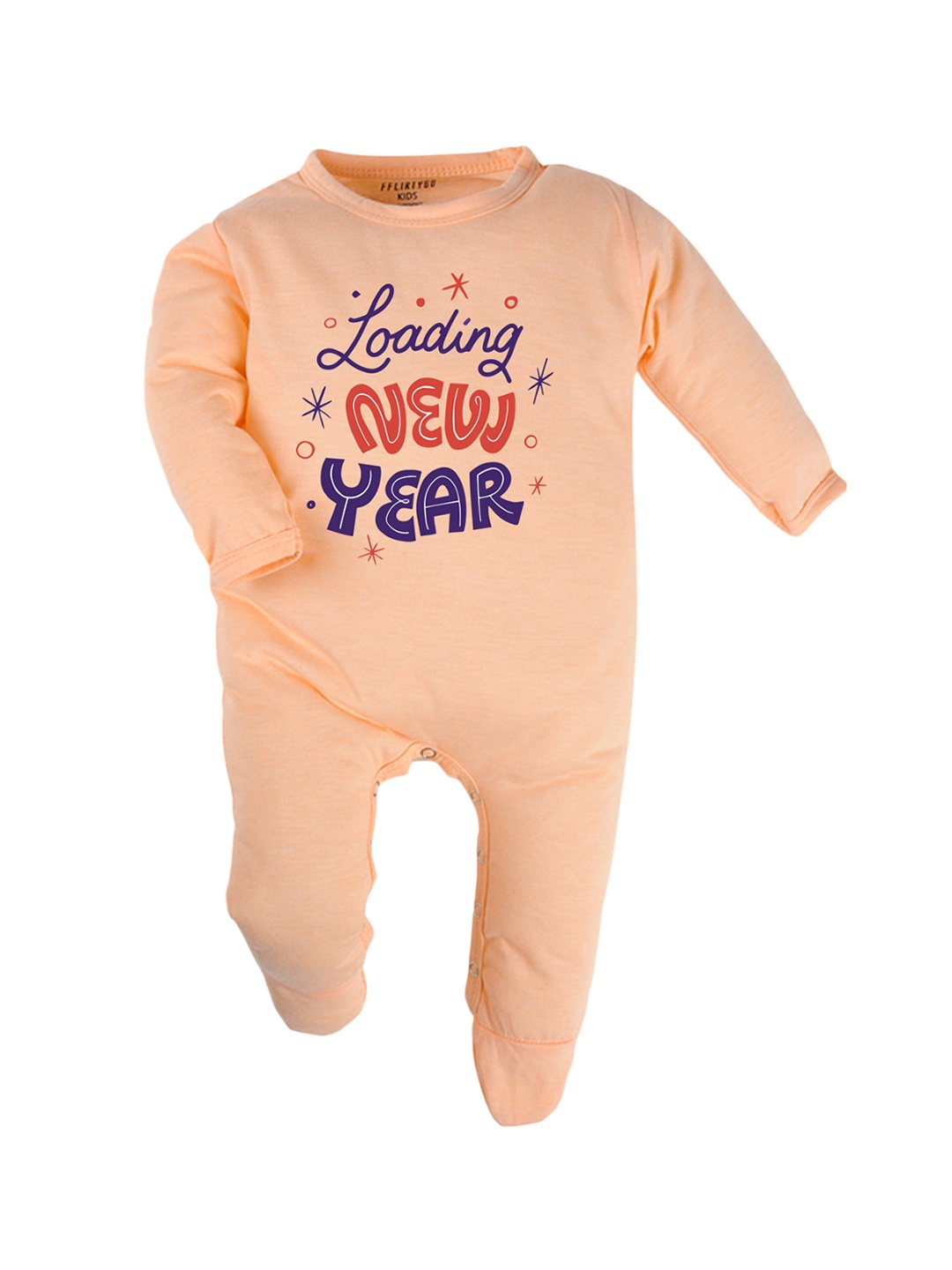 

FFLIRTYGO Infants Printed Pure Cotton Sleepsuit, Peach