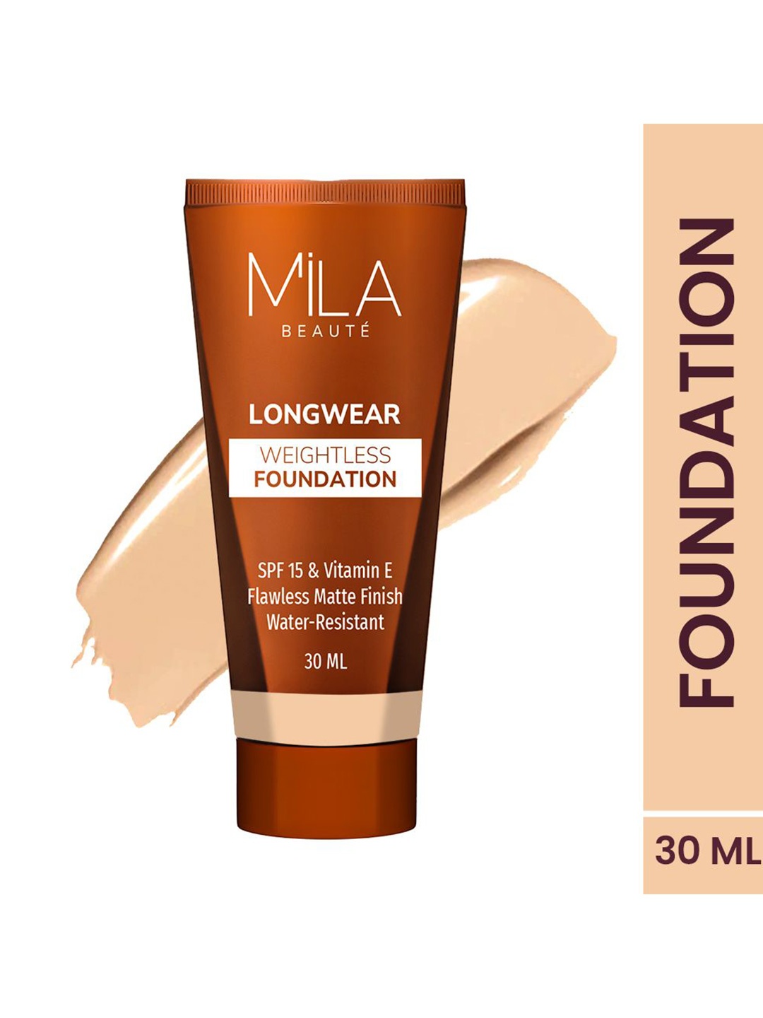 

MILA BEAUTE Longwear Weightless Water Resistant SPF 15 Foundation 30 ml - Natural -201, Cream