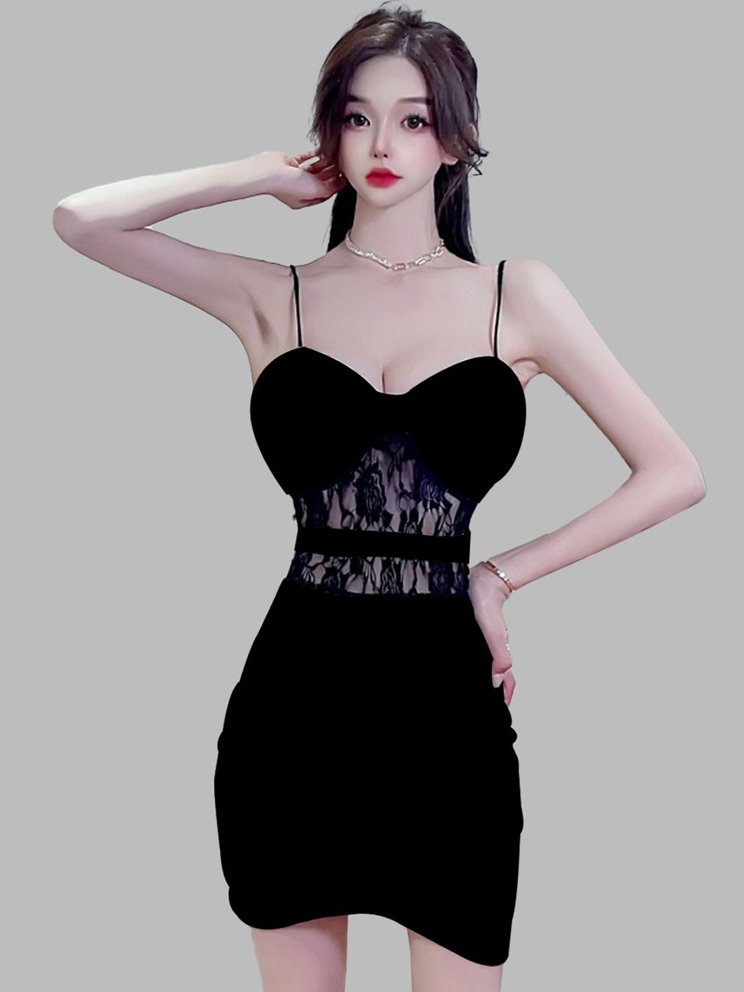 

KRENOZ Women A-Line Sleeveless Mini Dress, Black