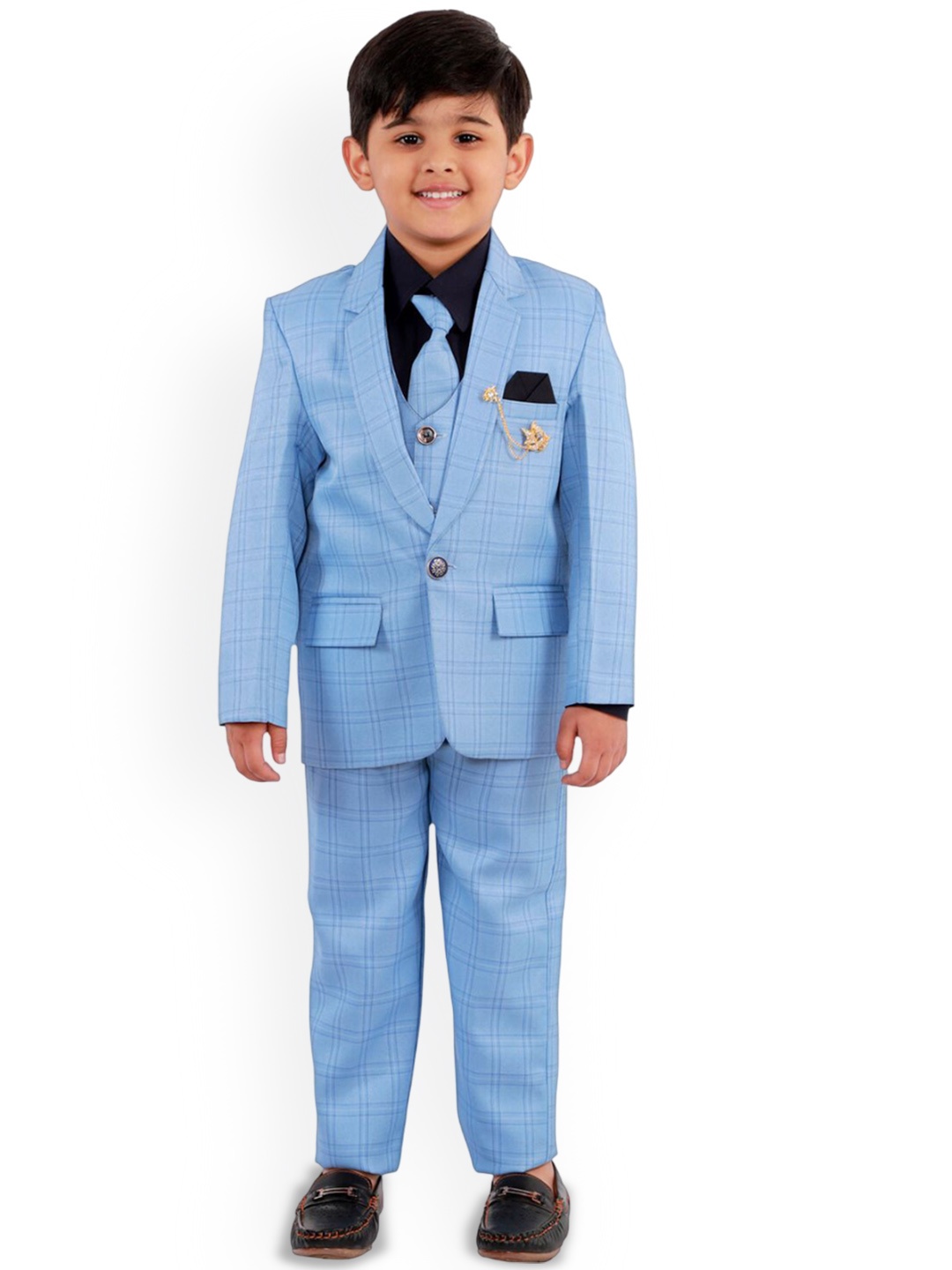 

BAESD Boys Single-Breasted 5Pc Party Suits, Blue