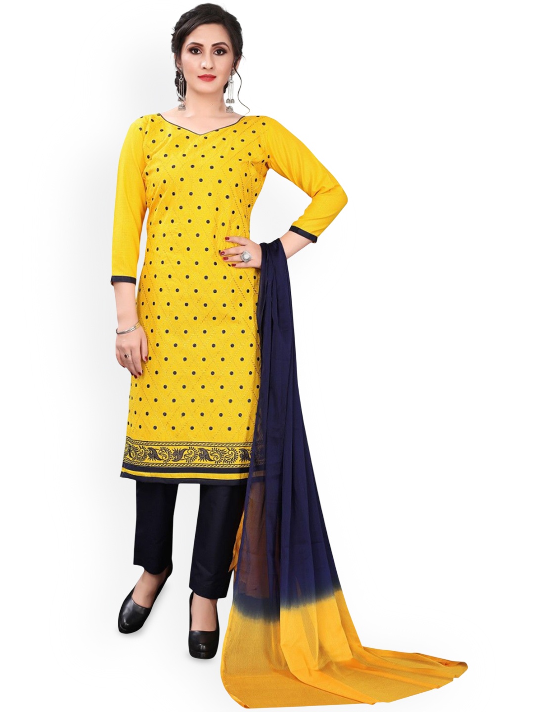 

Suha Unstitched Dress Material, Yellow