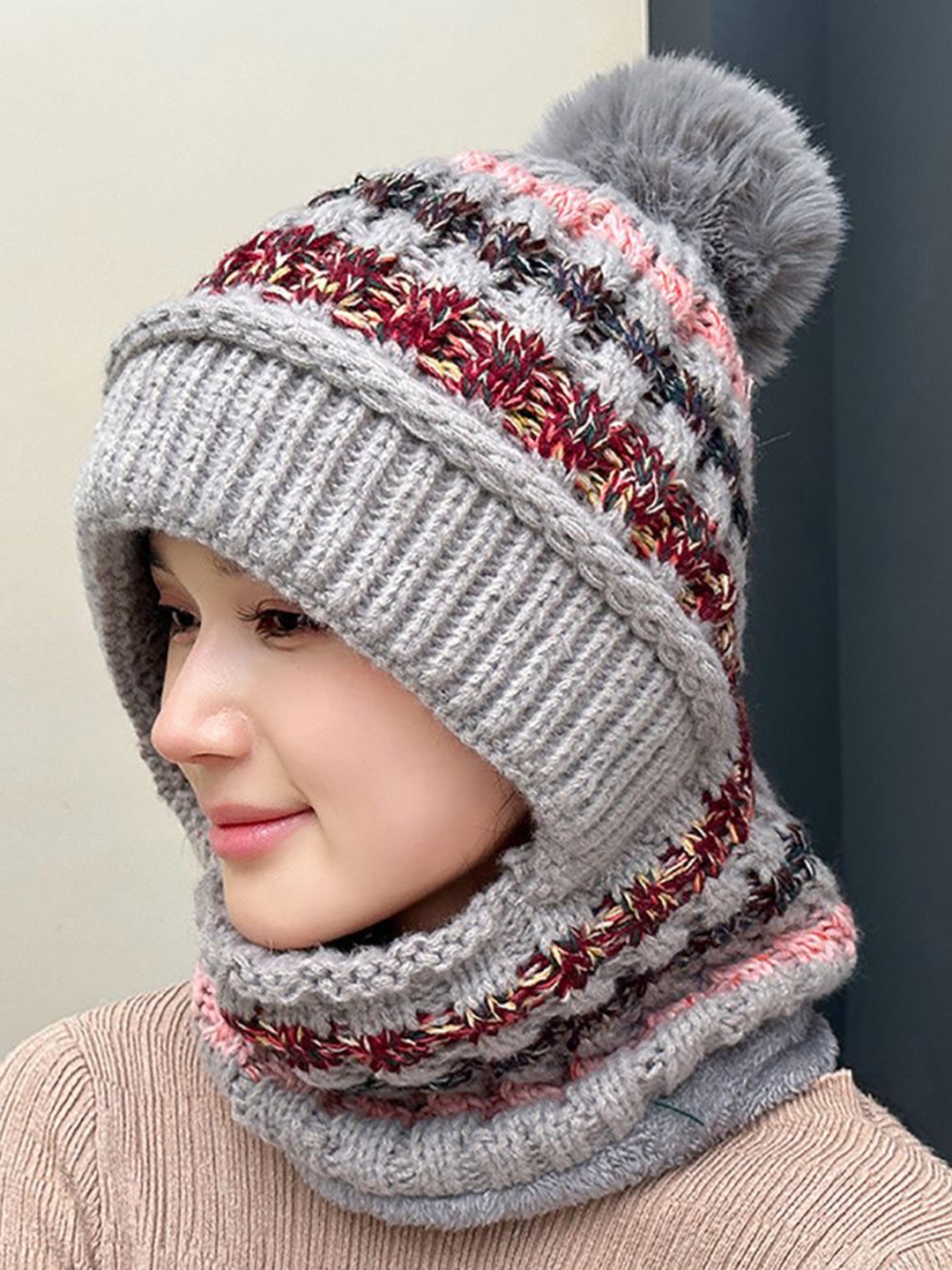 

StyleCast x Revolte Women Printed Balaclava Caps, Grey