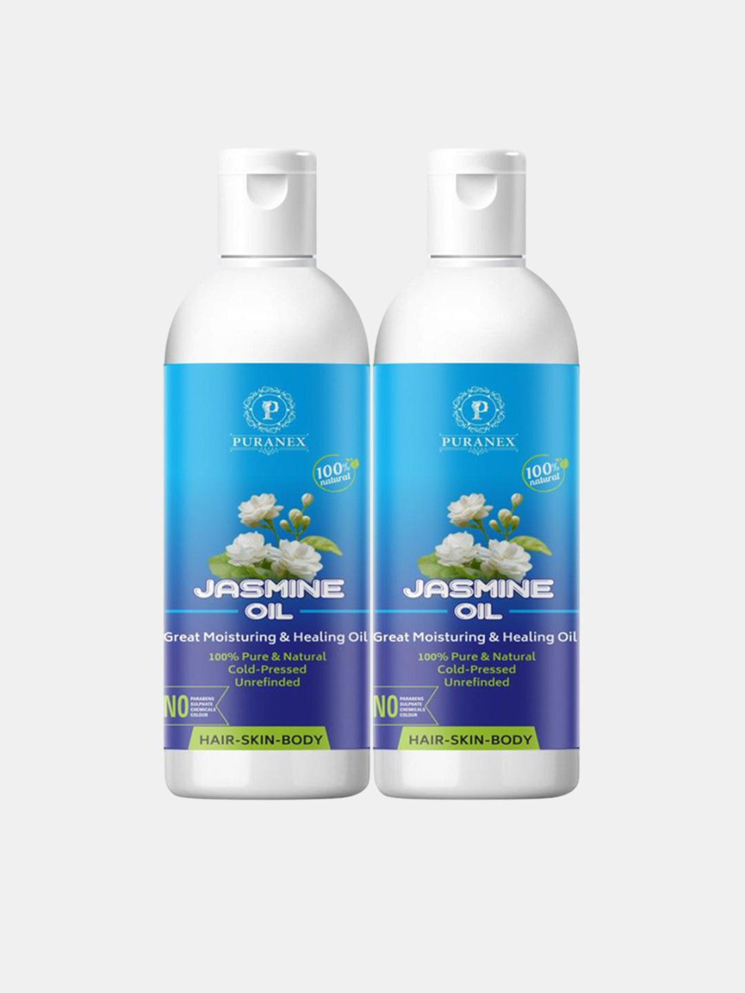 

Puranex Set Of 2 Pure & Natural Jasmine Oil For Hair & Skin - 100 ml Each, Transparent