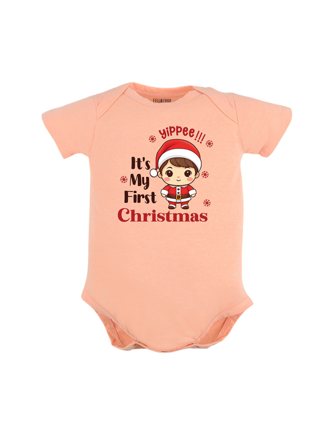 

FFLIRTYGO Infants Printed Pure Cotton Bodysuit, Peach