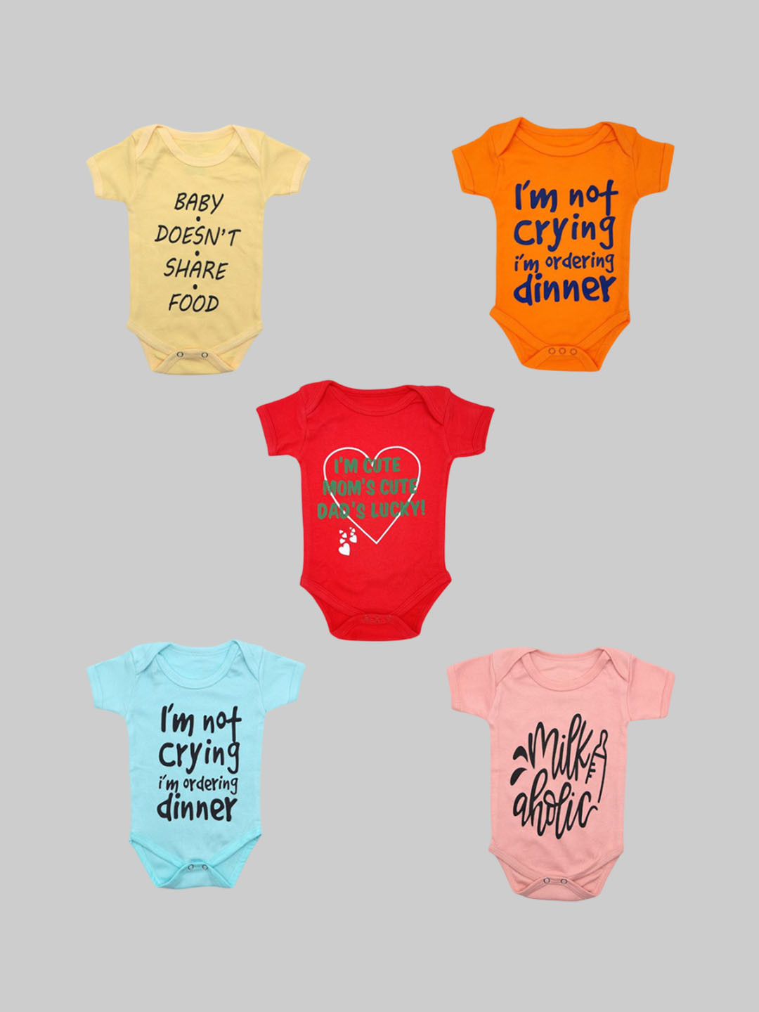 

BAESD Infants Pack Of 5 Printed Cotton Bodysuits, Red