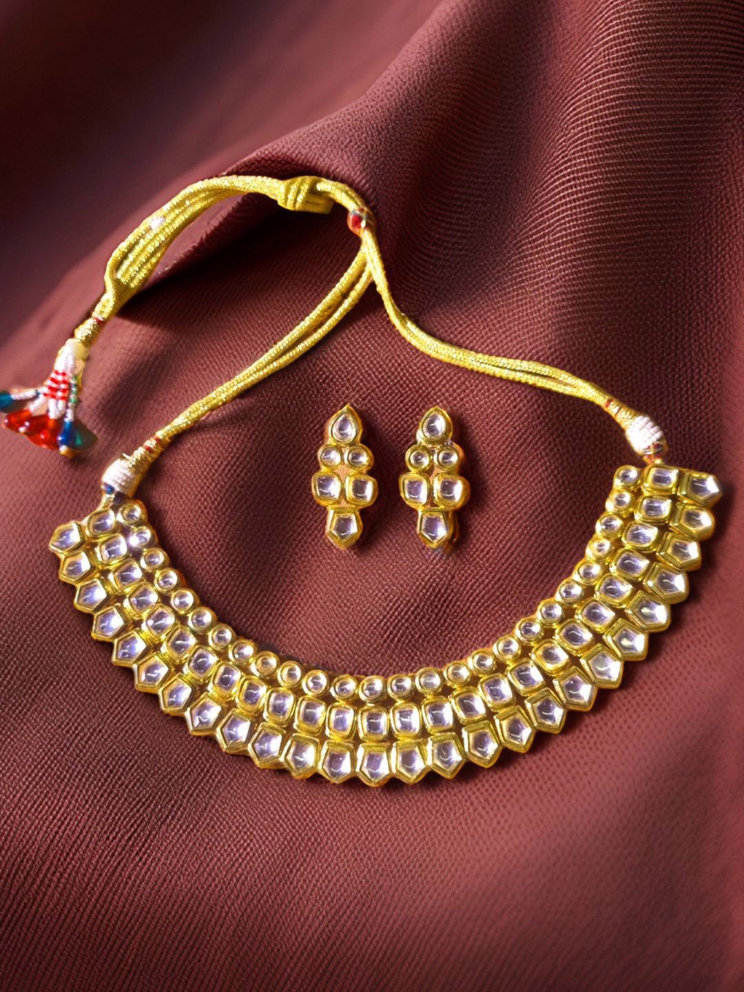 

Kalakrith Milano Stones-Studded Jewellery Set, Gold