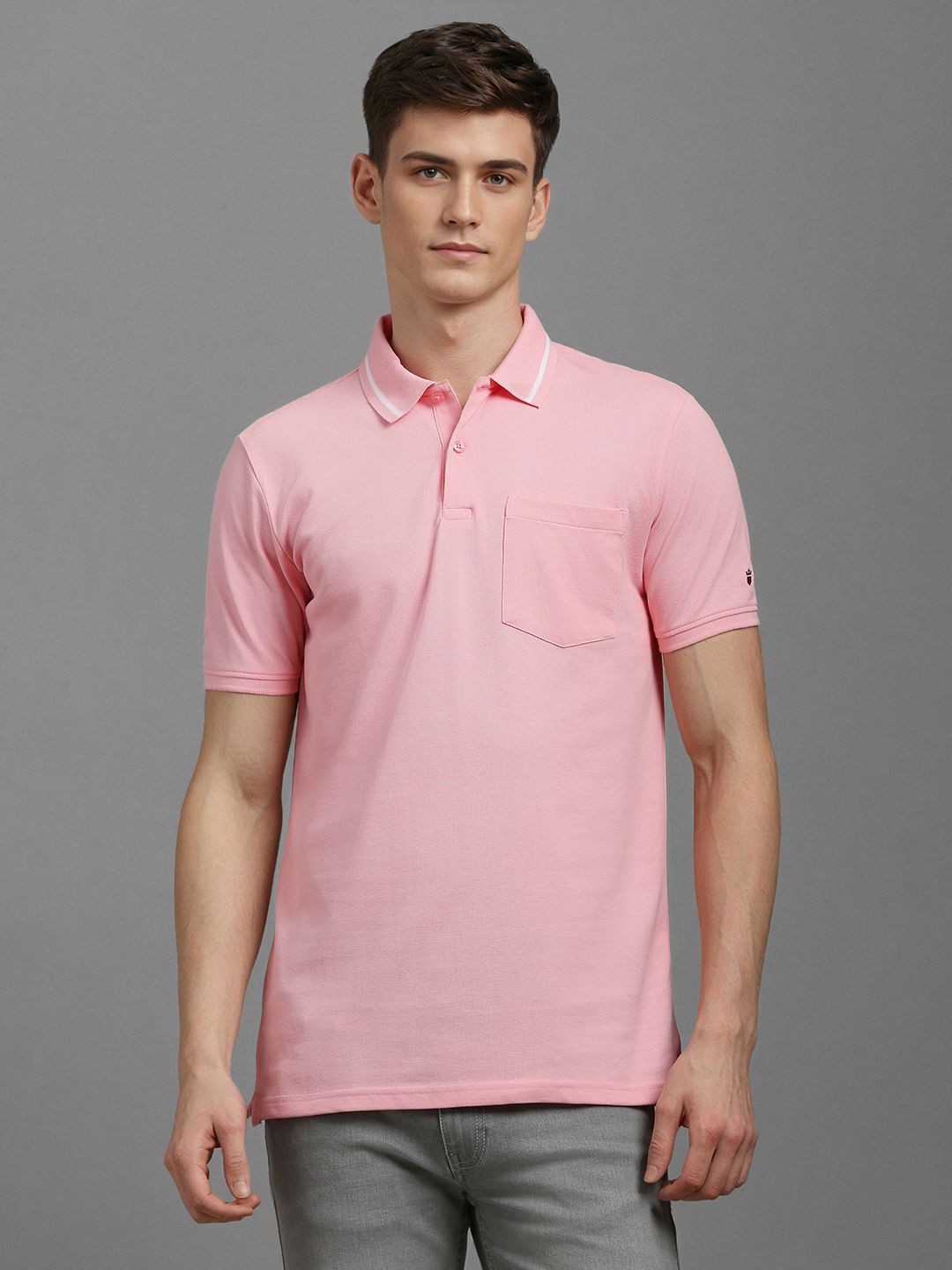 

Louis Philippe Sport Men Polo Collar Pockets Slim Fit T-shirt, Pink