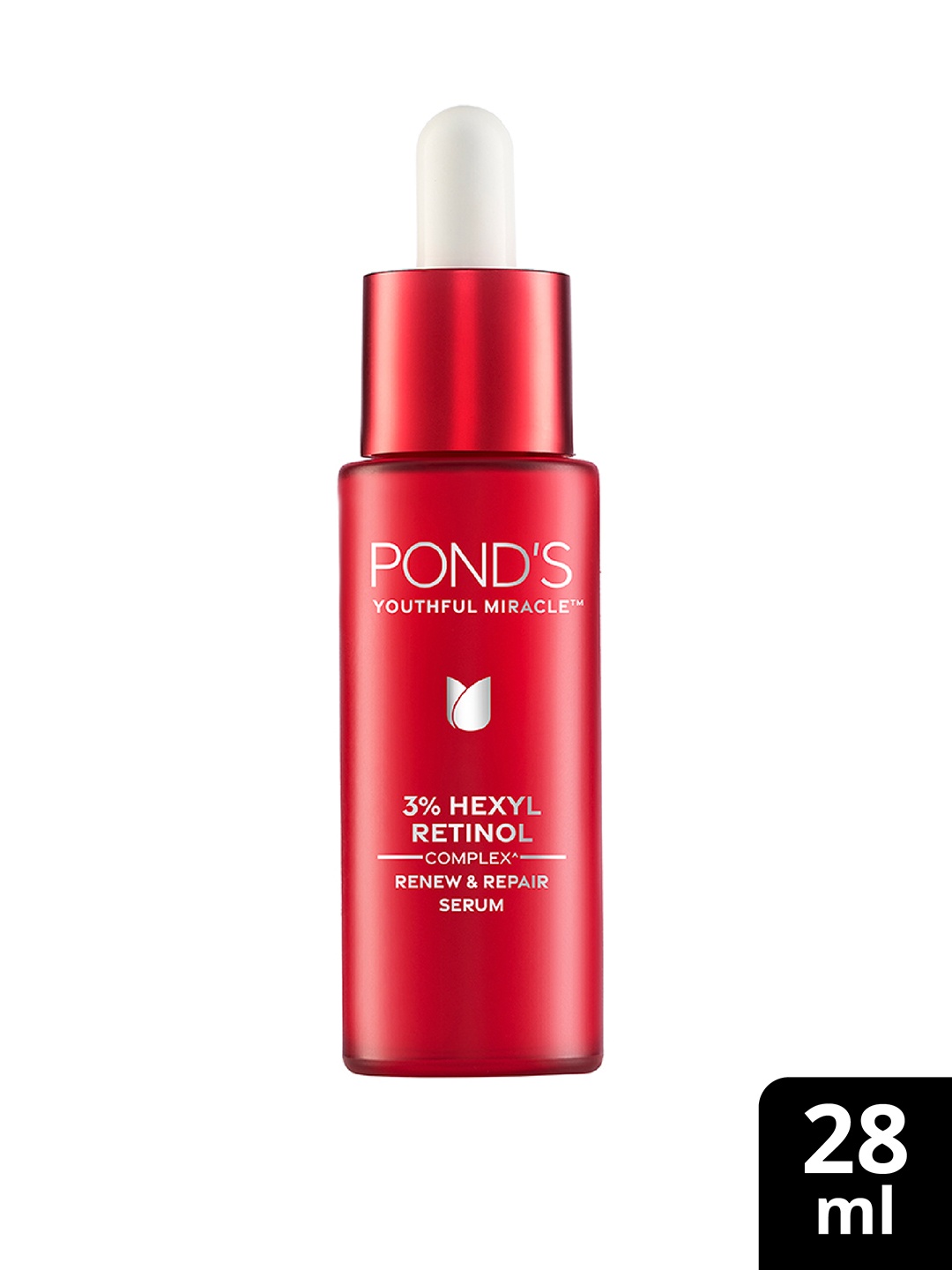 

Ponds Youthful Miracle Hexyl Retinol Complex, Renew & Repair Serum - 28ml, Red