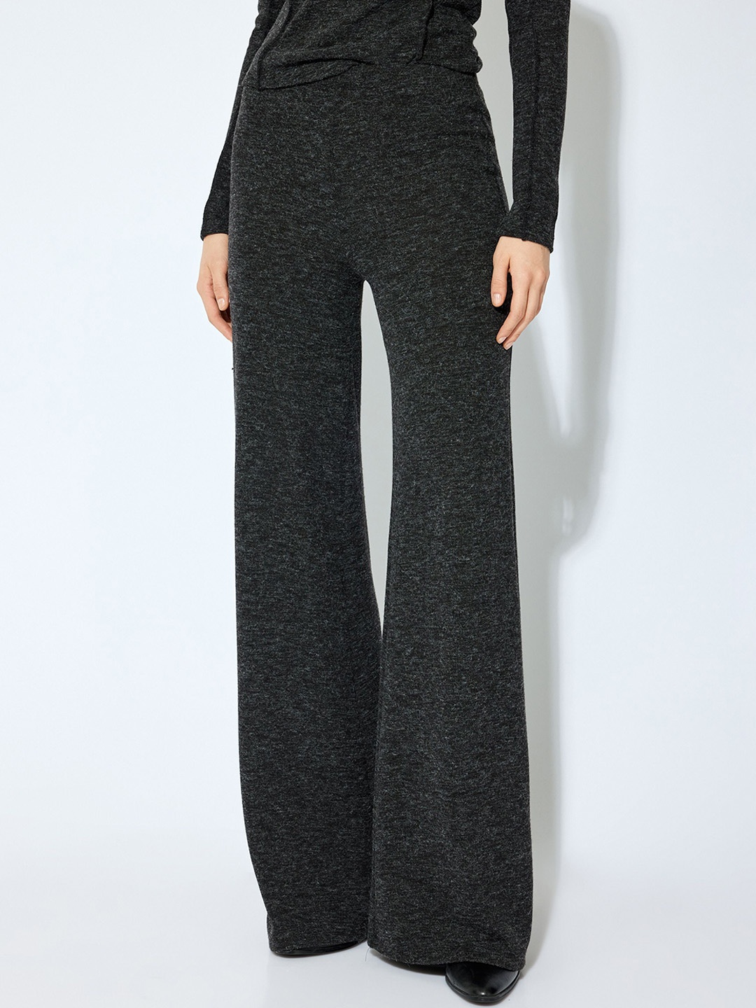 

Koton Women Mid-Rise Parallel Trousers, Grey