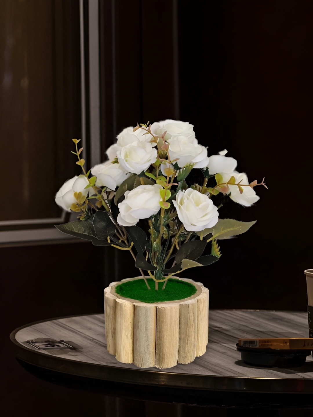 

ARTSY White 1 Pieces Artificial Flower With Pot