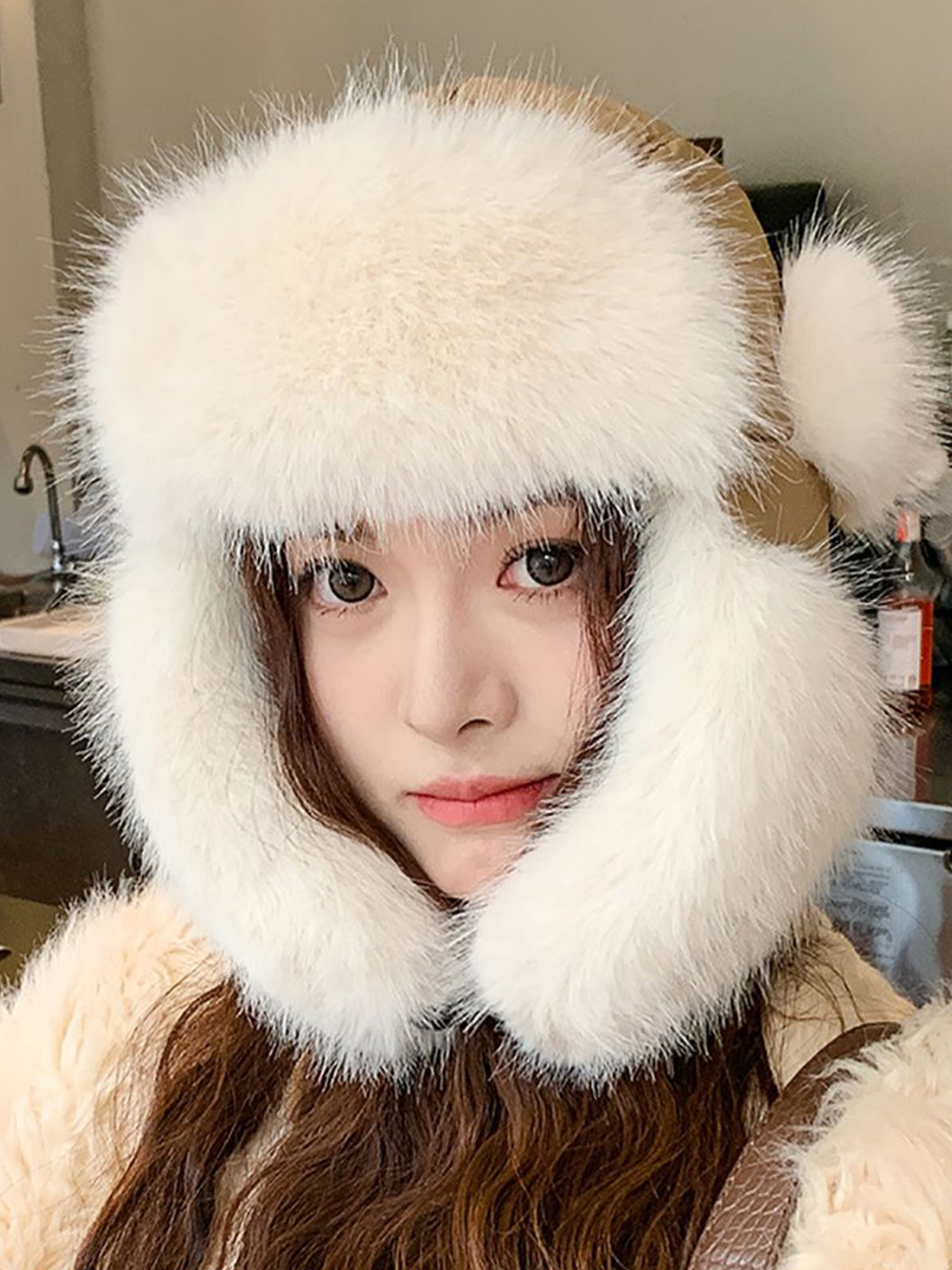 

StyleCast x Revolte Women Self Design Balaclava has a visor, Coffee brown