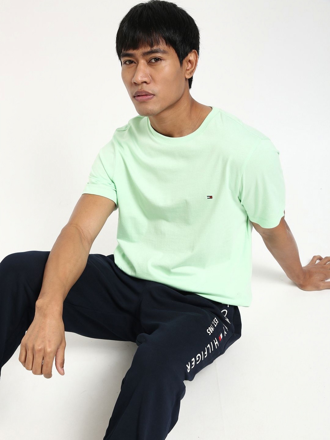 

Tommy Hilfiger Men Solid Round Neck Cotton T-shirt, Green