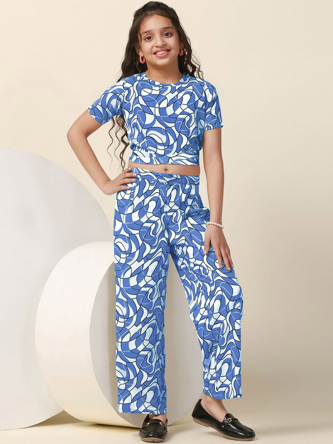 

BAESD Girls Printed Top & Trousers Clothing Set, Blue