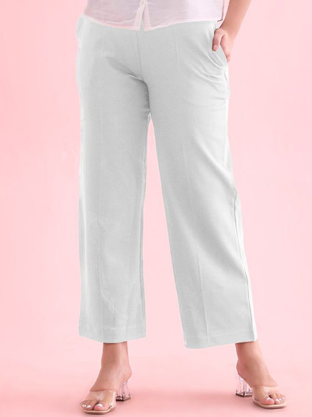 

Go Colors Women Loose Fit High-Rise Wide Leg Trousers, White