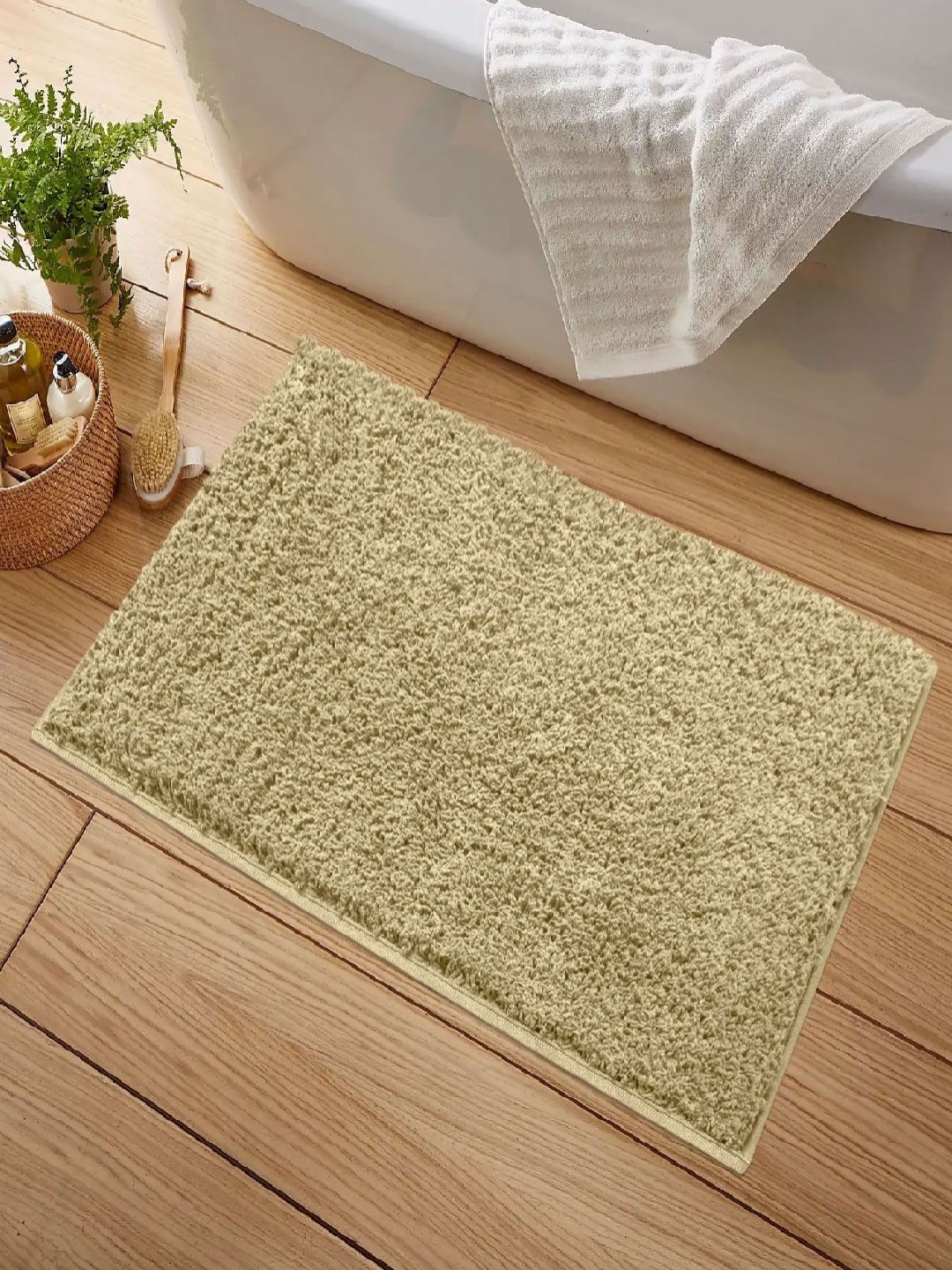 

LUXEHOME INTERNATIONAL Brown Cotton Rectangular Bath Rug
