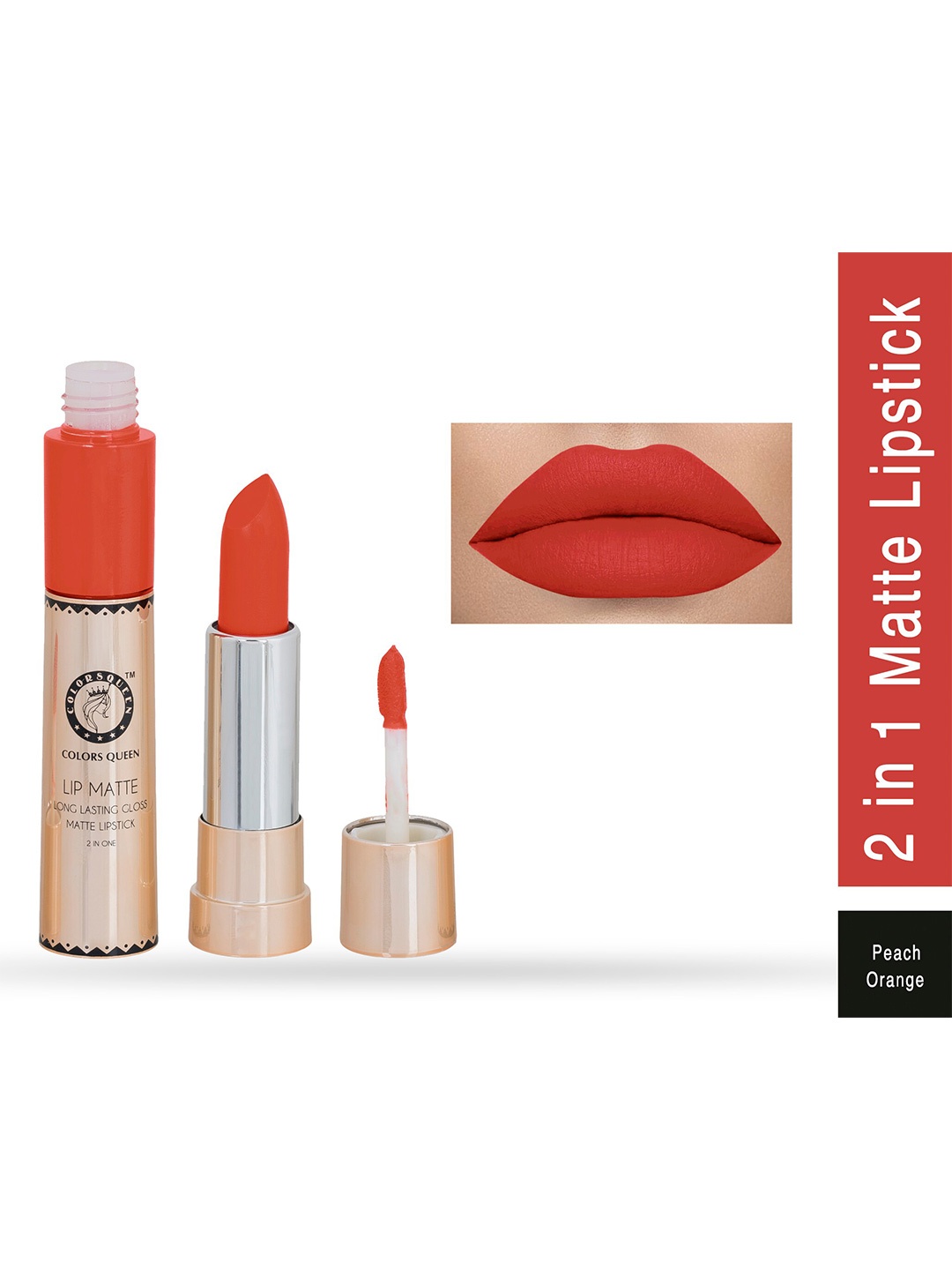 

Colors Queen Lip Matte 2 In 1 Long Lasting Gloss Matte Lipstick 8g - Peach Orange