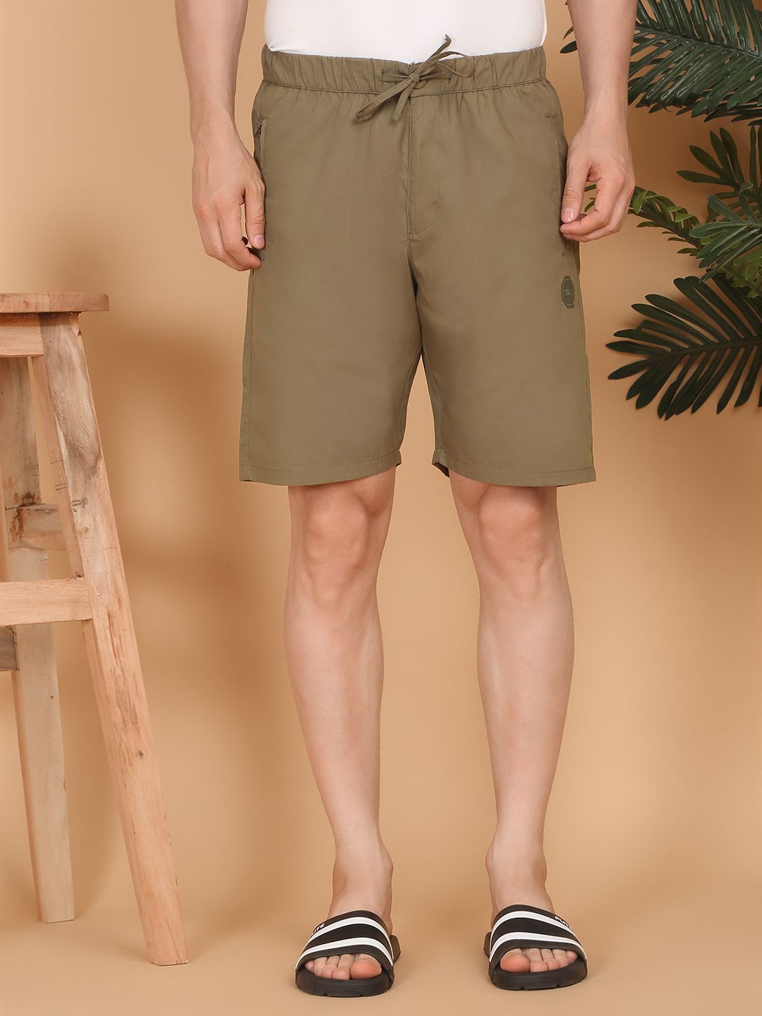 

Sweet Dreams Men Mid-Rise Cotton Lounge Shorts, Beige
