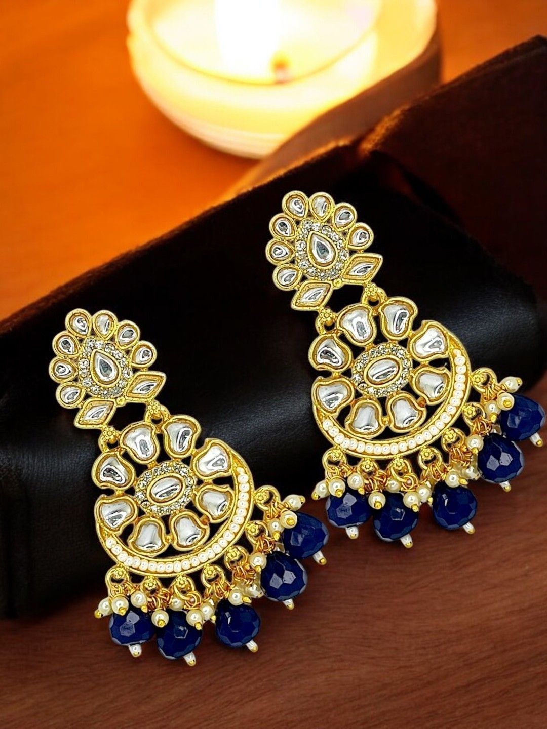 

FEMMIBELLA Contemporary Chandbalis Earrings, Gold