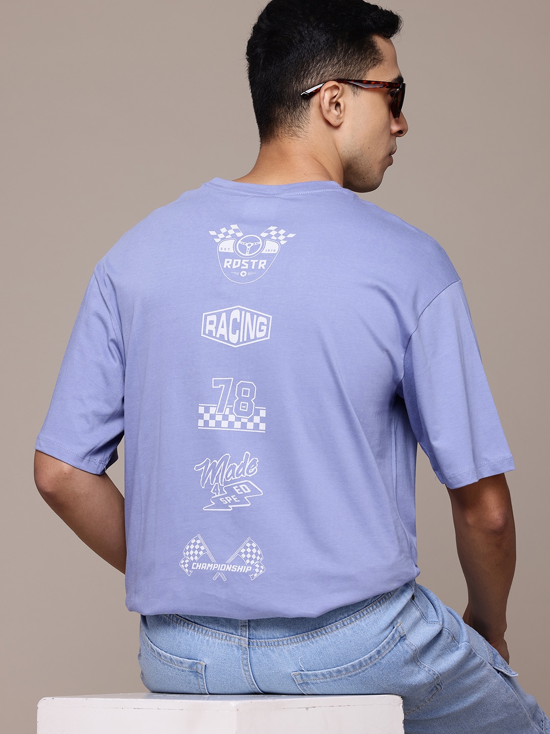 

The Roadster Lifestyle Co. Typography Printed Relaxed Pure Cotton T-shirt, Blue