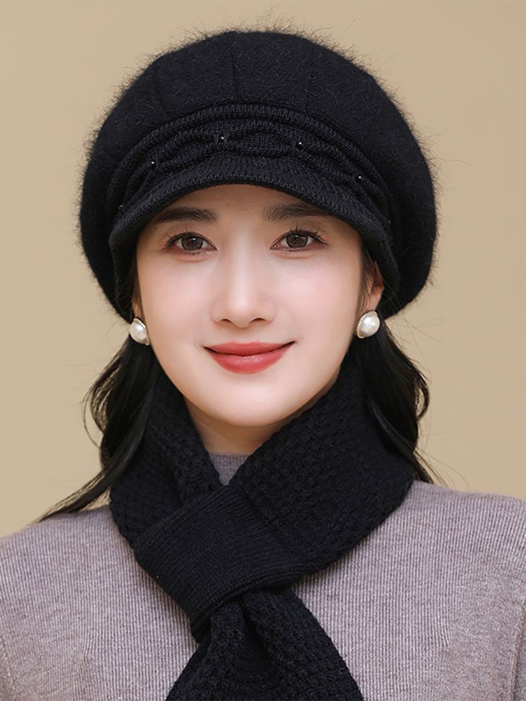 

StyleCast x Revolte Women Self Design Visor Cap, Black