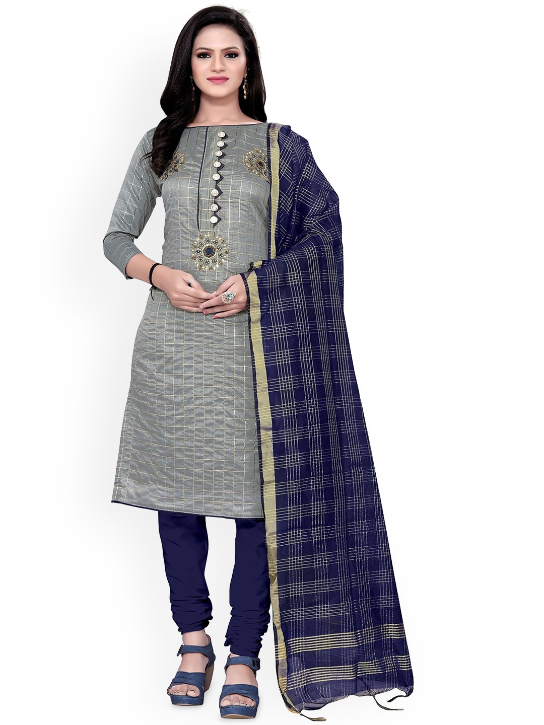 

Suha Unstitched Dress Material, Grey