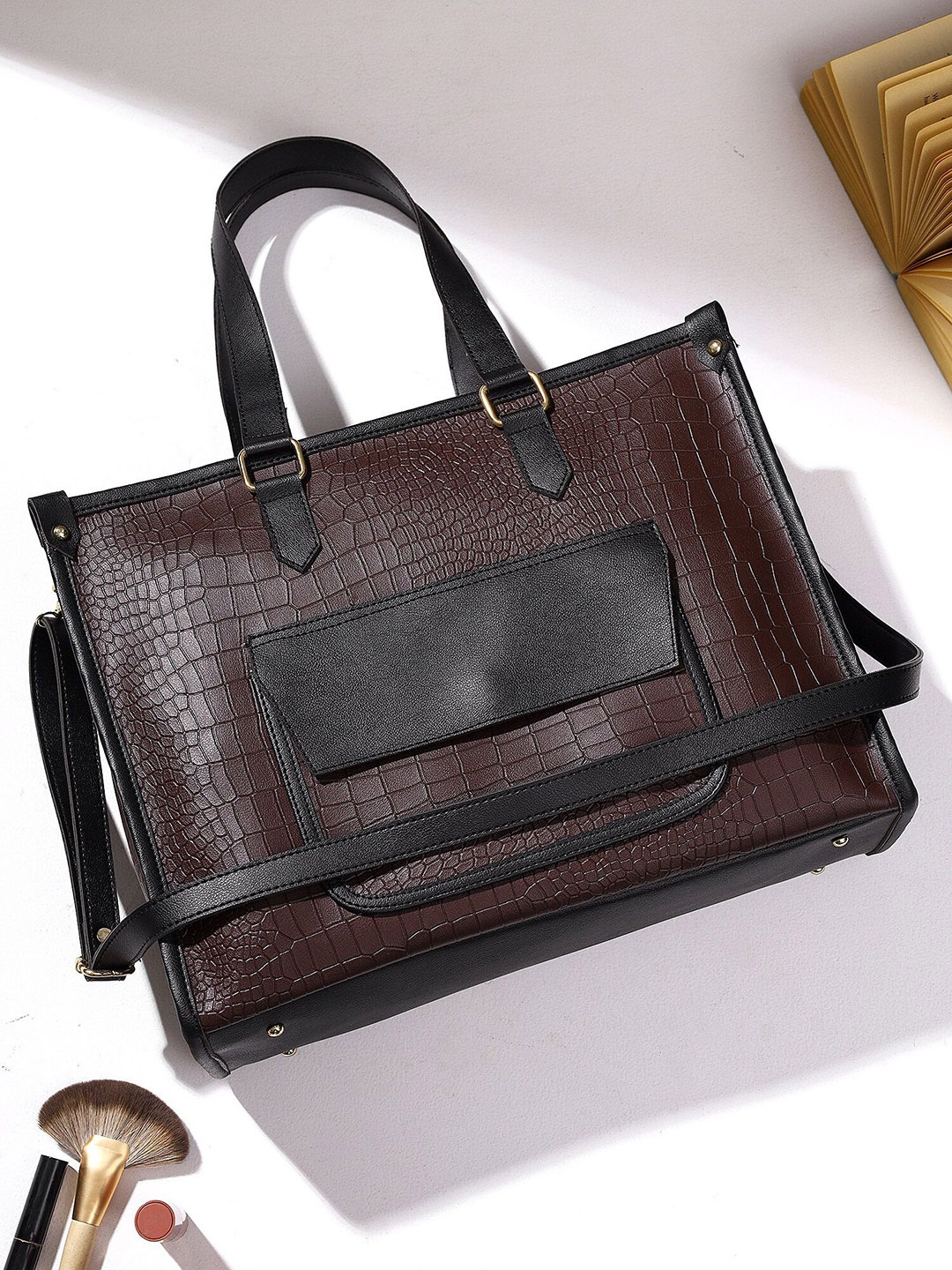 

LEGAL BRIBE PU Oversized Bucket Tote Bag, Brown