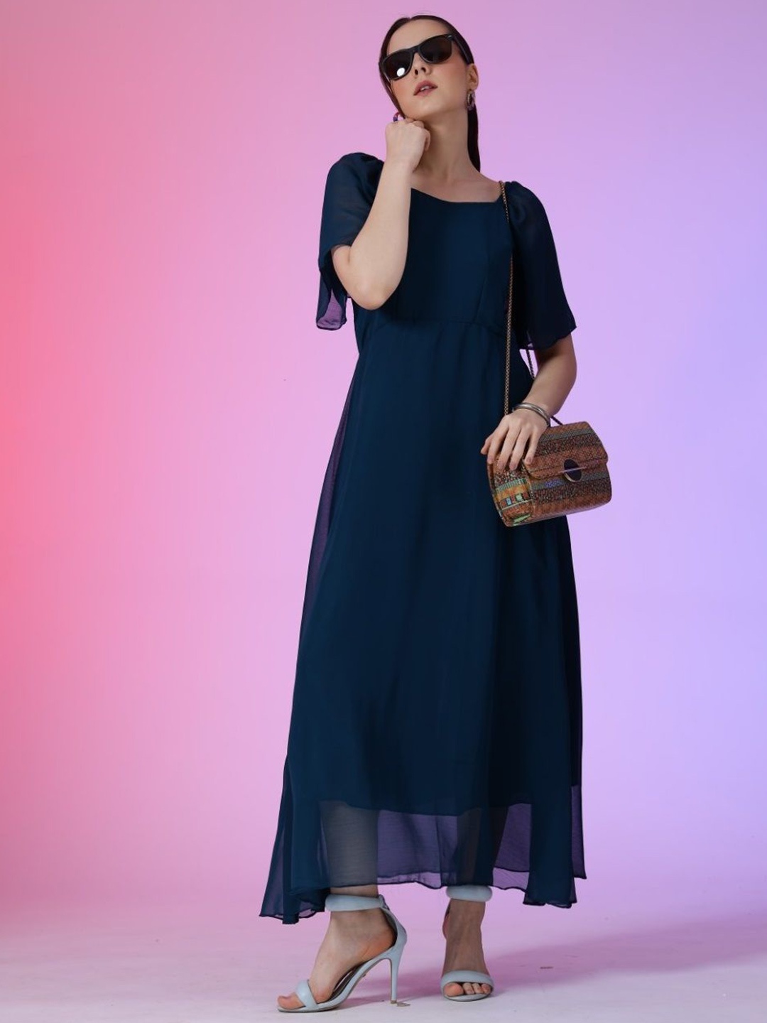 

Raiyani Enterprise Women Fit & Flare Maxi Dress, Blue