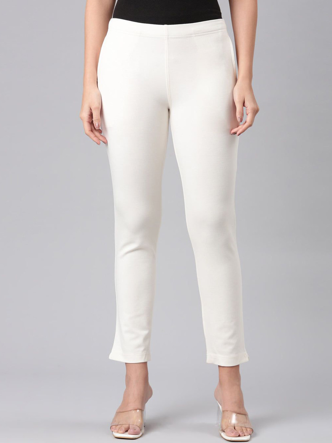 

Go Colors Women Slim Fit Cigarette Trousers, White
