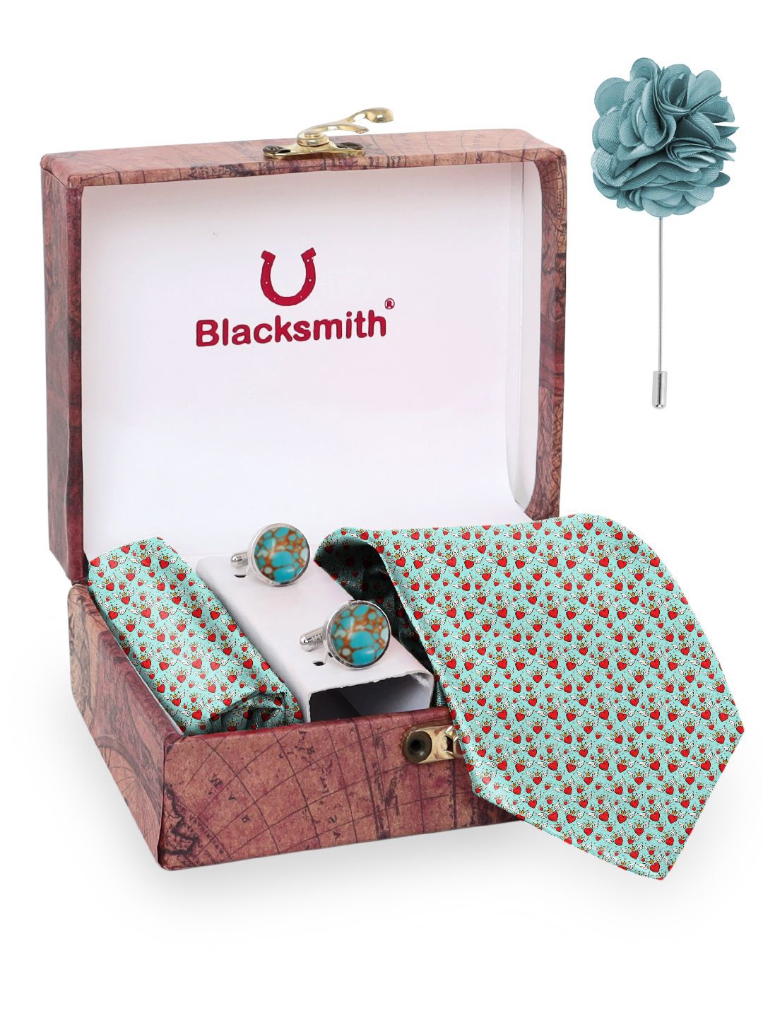 

Blacksmith Men Accessory Gift Set Comes with a box, Turquoise blue