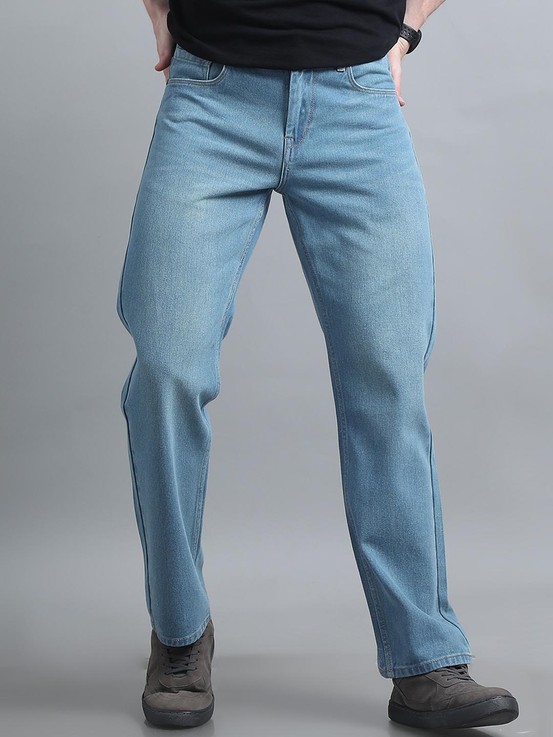

The Roadster Lifestyle Co. Pure Cotton Relaxed Fit Mid-Rise Jeans, Blue