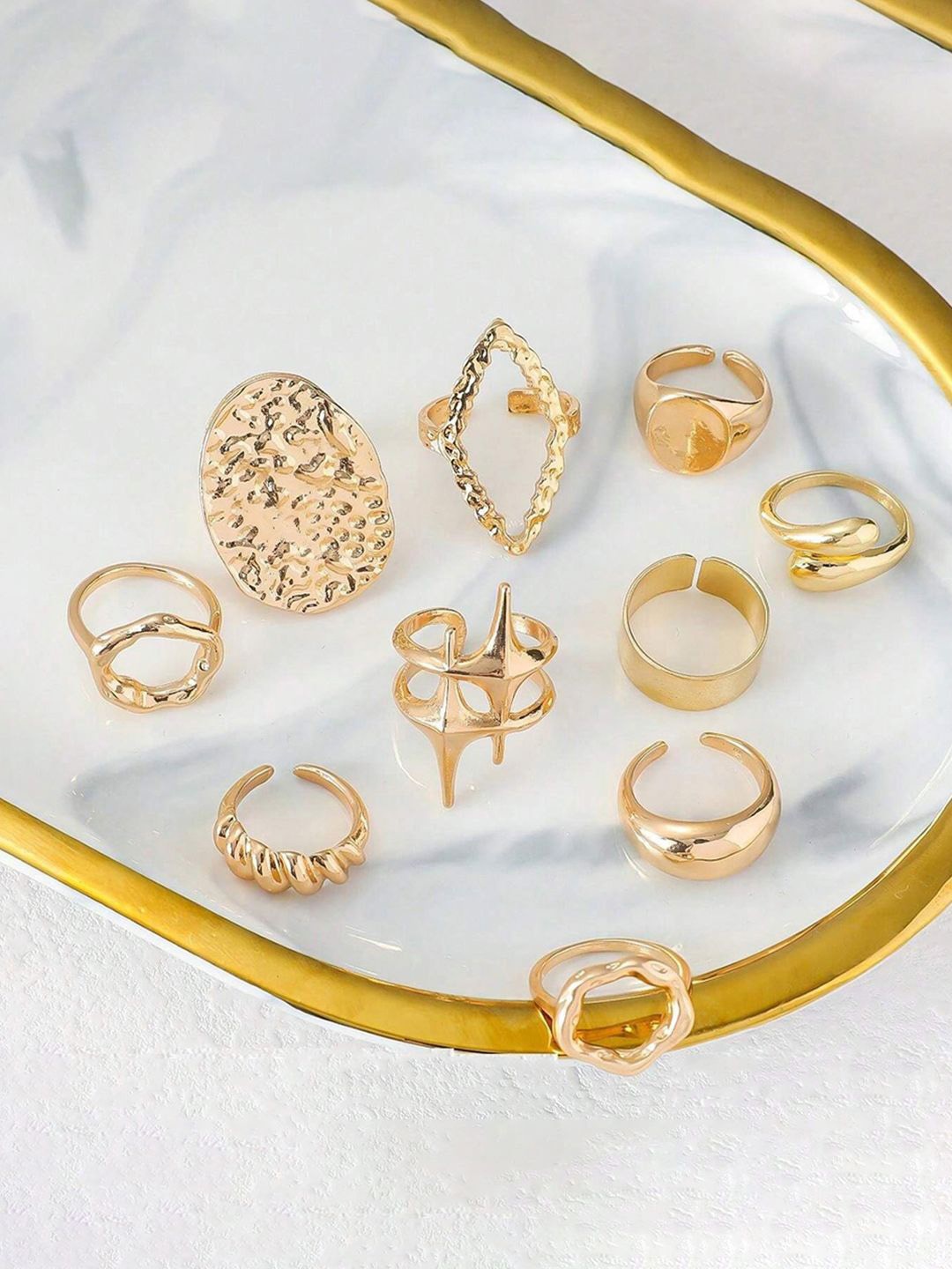 

Jewels Galaxy Set Of 10 Gold Plated Finger Rings