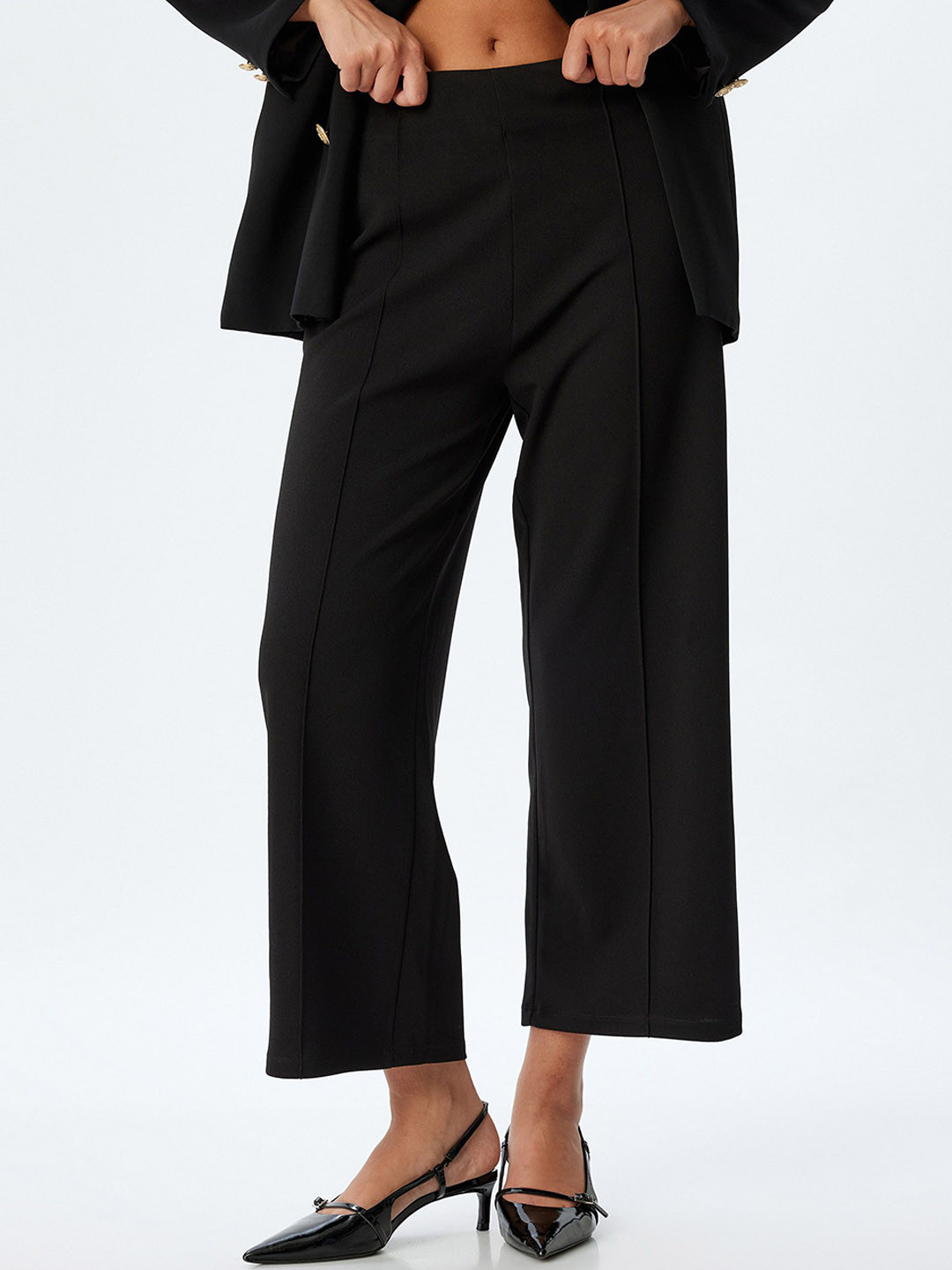 

Koton Women Regular Fit Mid-Rise Trouser, Black