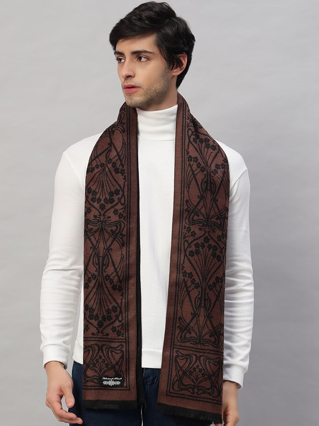 

HANDICRAFT PALACE Men Self Design Merino Wool Mufflers, Brown