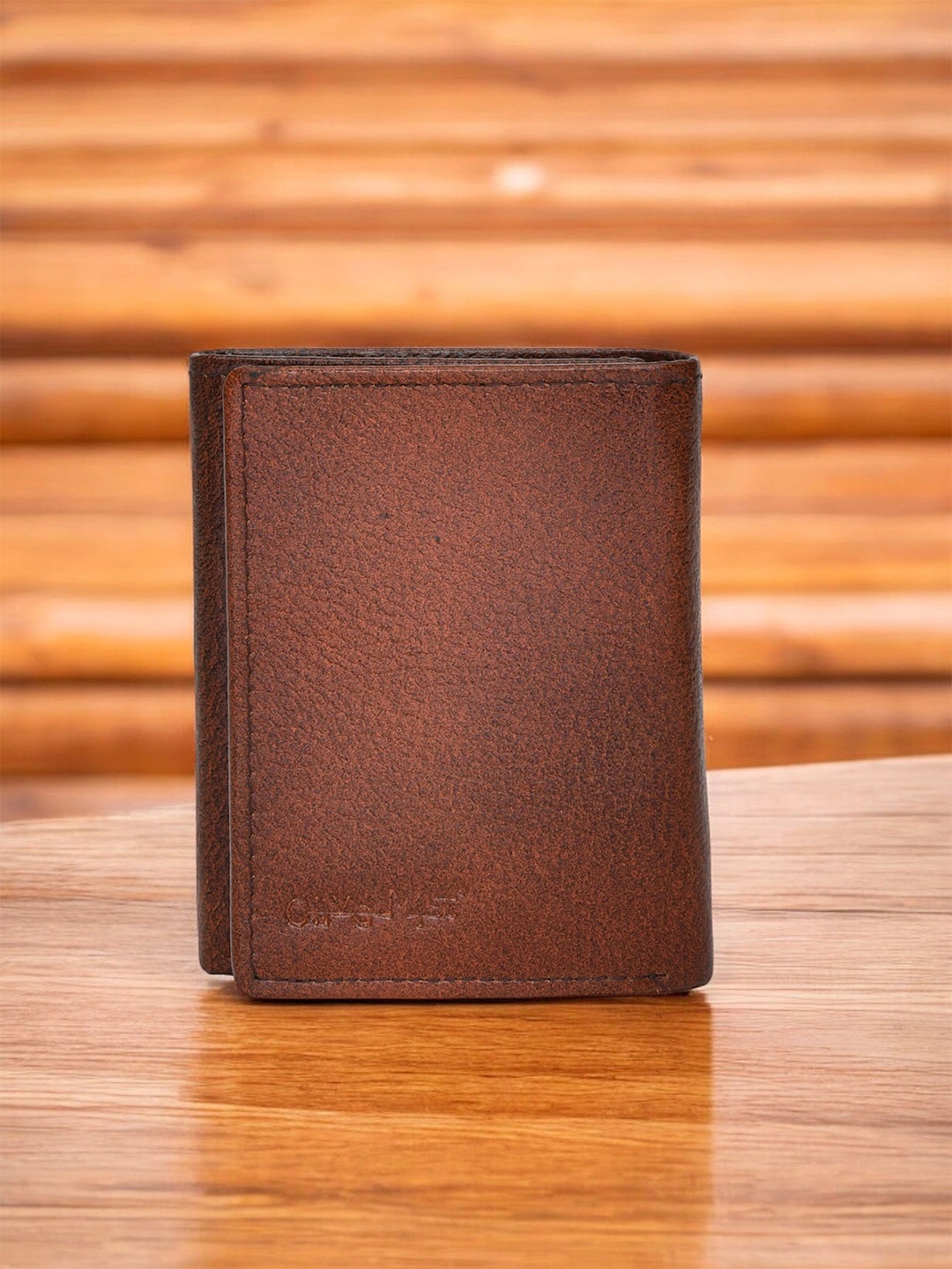 

OLIVE MIST Men Leather Three Fold Wallet, Brown